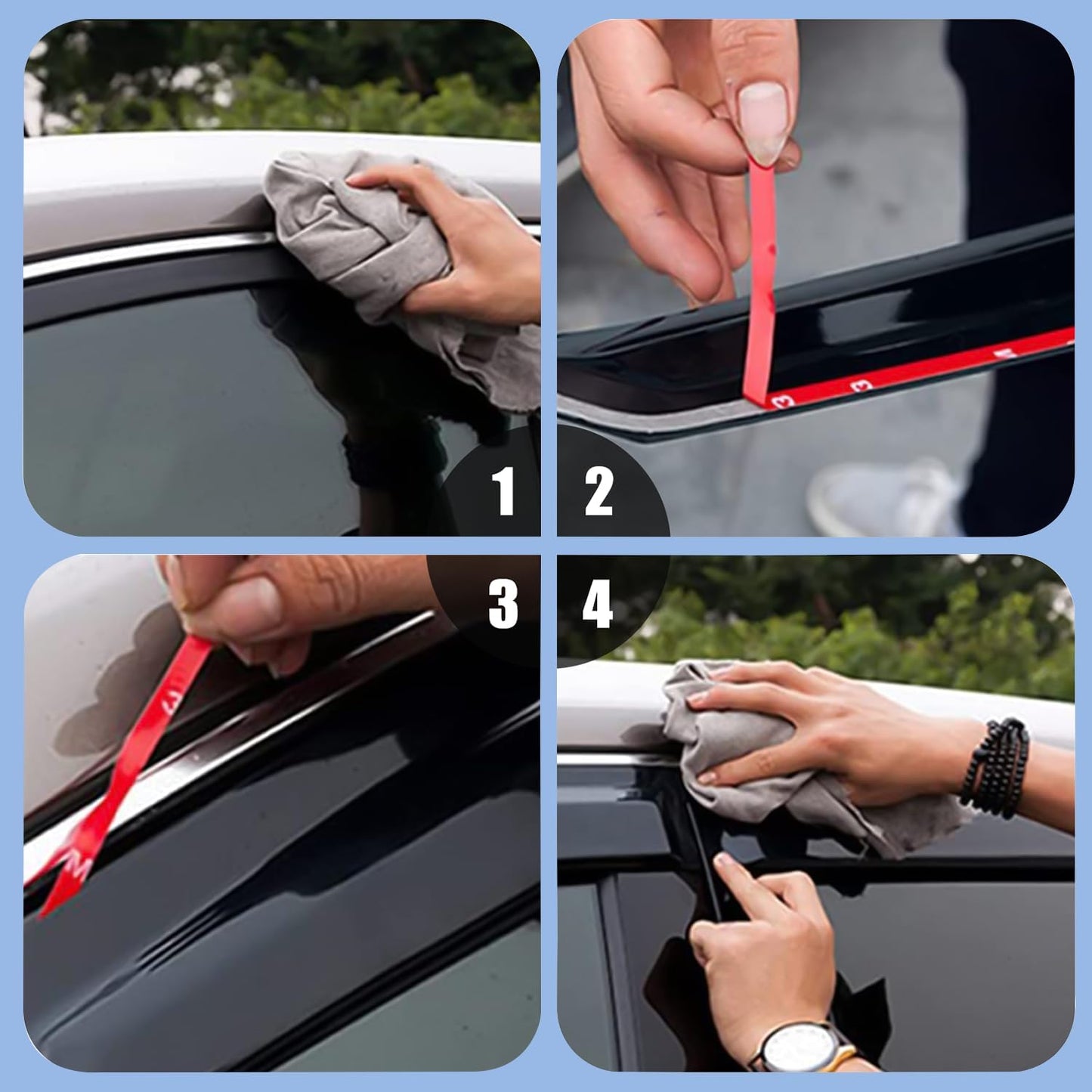 4PCS Window Rain Guards Shield Fit for 2001-2003 Ford F150 SuperCrew Cab, Outside Mount Window Vent Visors Shades, Wind Deflectors for 2002 2003 Lincoln Blackwood