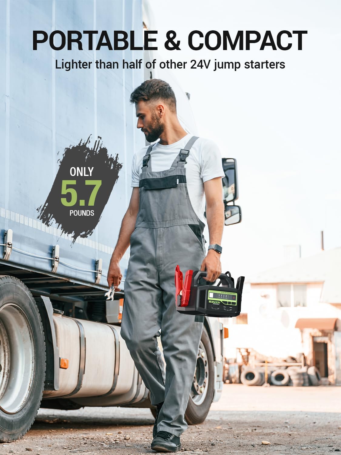 YESPER 12V/24V Car Jump Starter, 6000A Peak 5.1 lbs Portable Jump Starter Battery Pack Quick Charge with AC Adapter 36400mAh Battery Booster Pack (Up to All Gas/Diesel Engine) Jumper Box