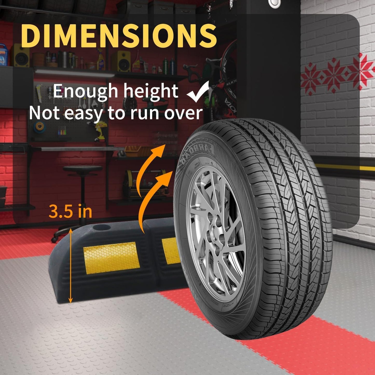 Parking Stopper for Garage Parking Aid 2 Pack Block, Car Truck Curb Floor Parking Lot Wheel Tire Stops Bumpers with Bolt Installation, Rubber Vehicles Aid Gadgets