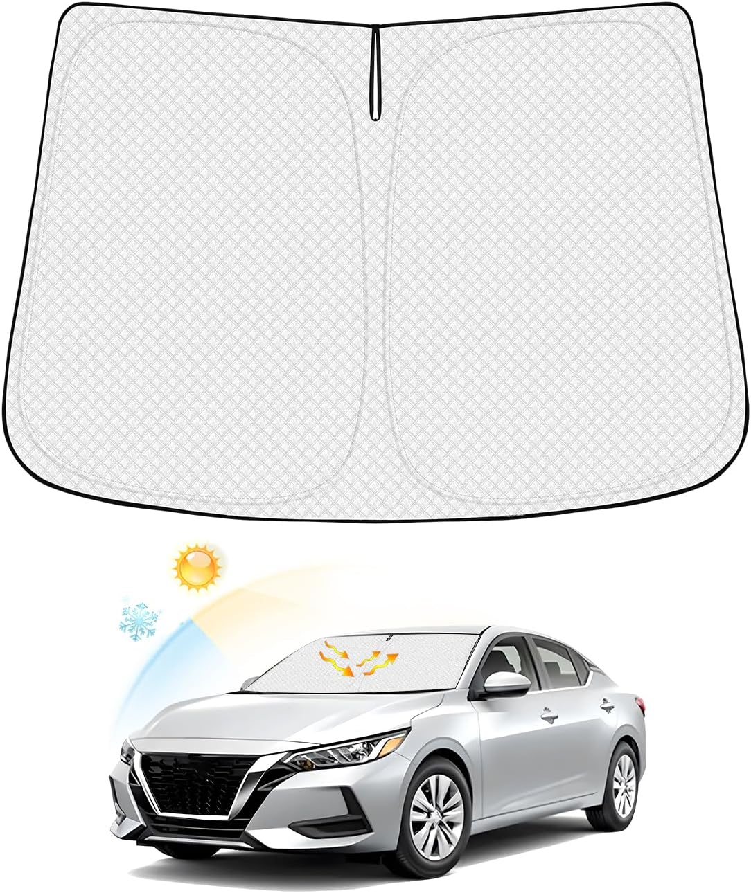 Windshield Sun Shade for 2020-2025 2026 Nissan Sentra Accessories Thicken 6-Layer Foldable Front Window Sunshade Cover Sun Visor Protector Block UV Rays Keep Vehicle Cool