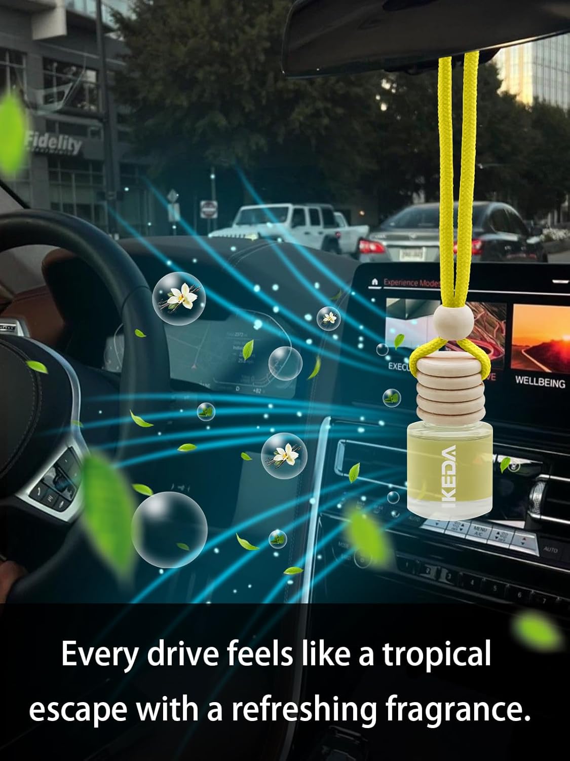 IKEDA Car Air Freshener, Car Fresheners for Men & Women, 45+Day Long Lasting Fragrance Hanging Air Fresheners Scents, with Clip, Perfect for Auto and Home,10ml, Vanilla