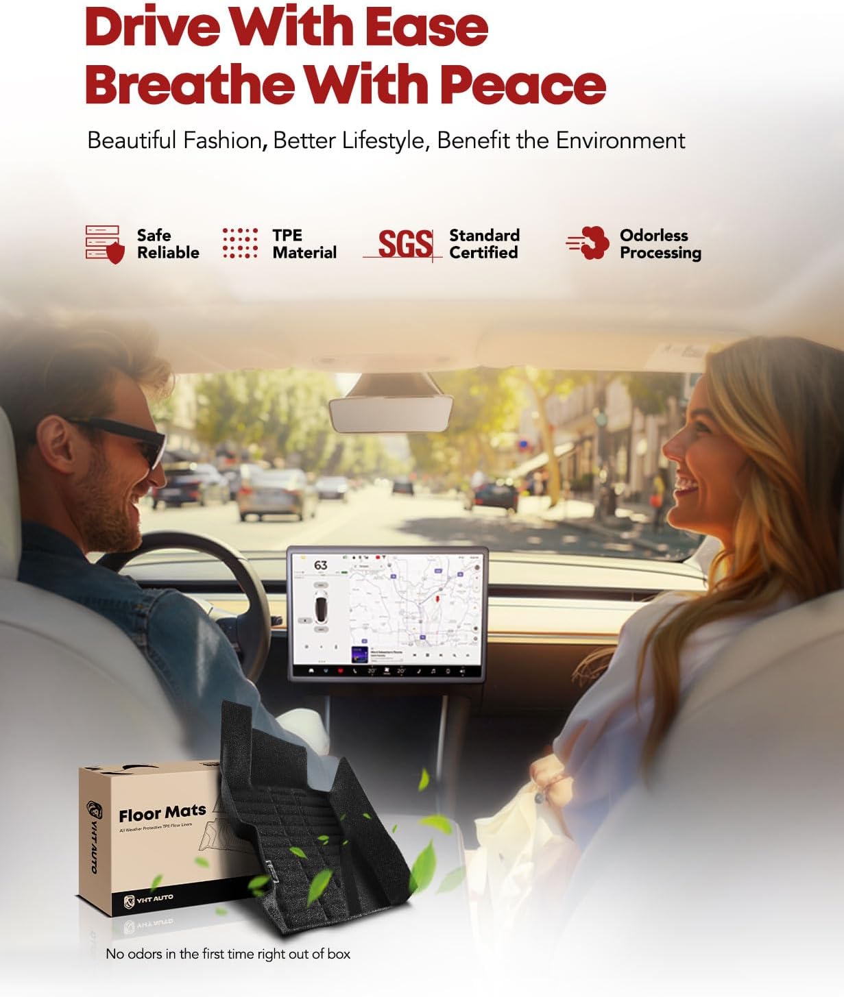 YHTAUTO Automotive All Weather Floor Mats Compatible with Honda Civic 2006-2011 Sedan, Car Mats Custom Fit TPE Floor Liners Front & Back Seat, Black, Set of 3