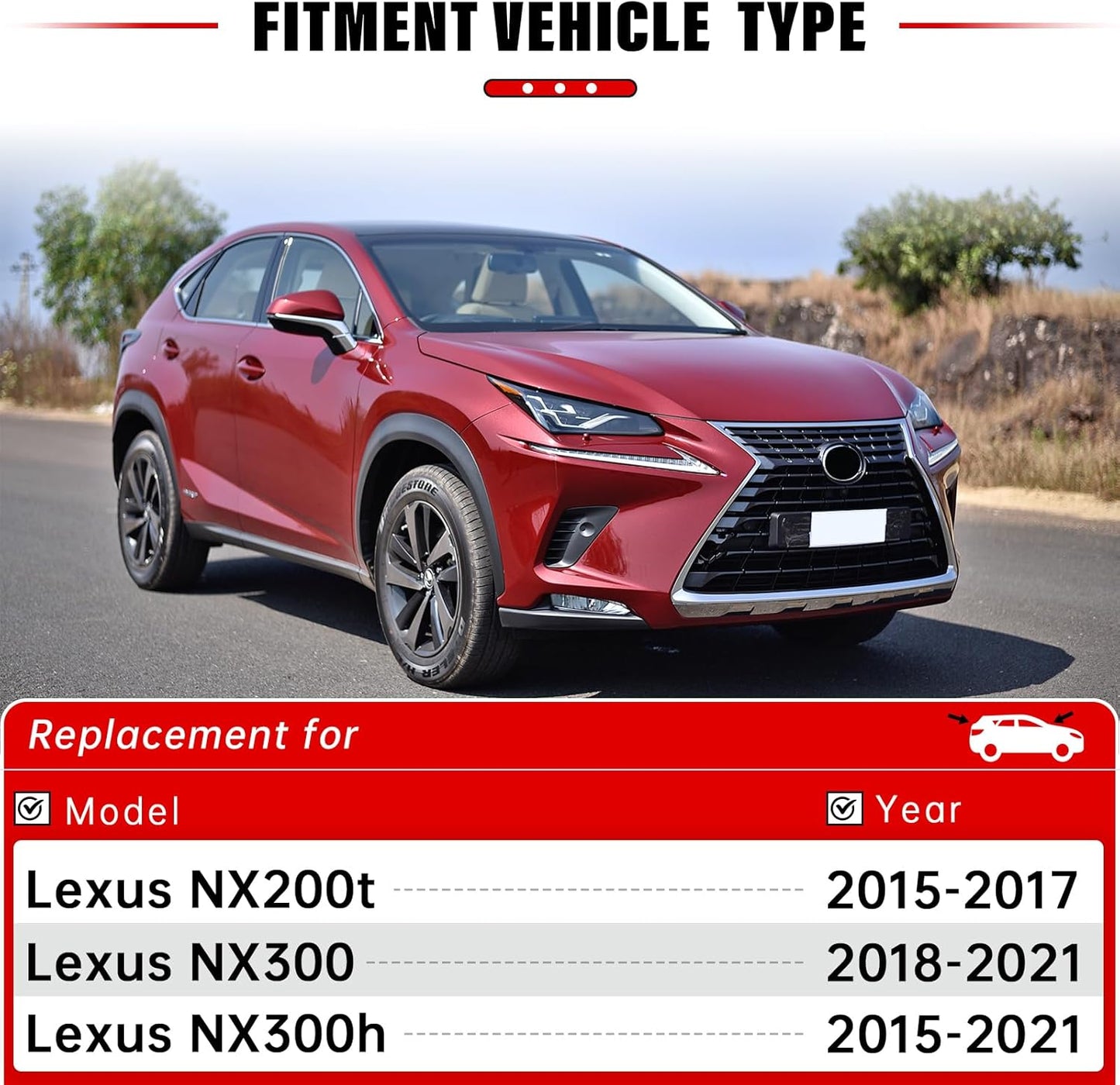 Windshield Wiper Blades Replacement for Lexus NX200t 2015-2017, NX300 2018-2021, NX300h 2015-2021 Front Rear Wipers Blade Set for My Car - 26" 16" 12" (Pack of 3)