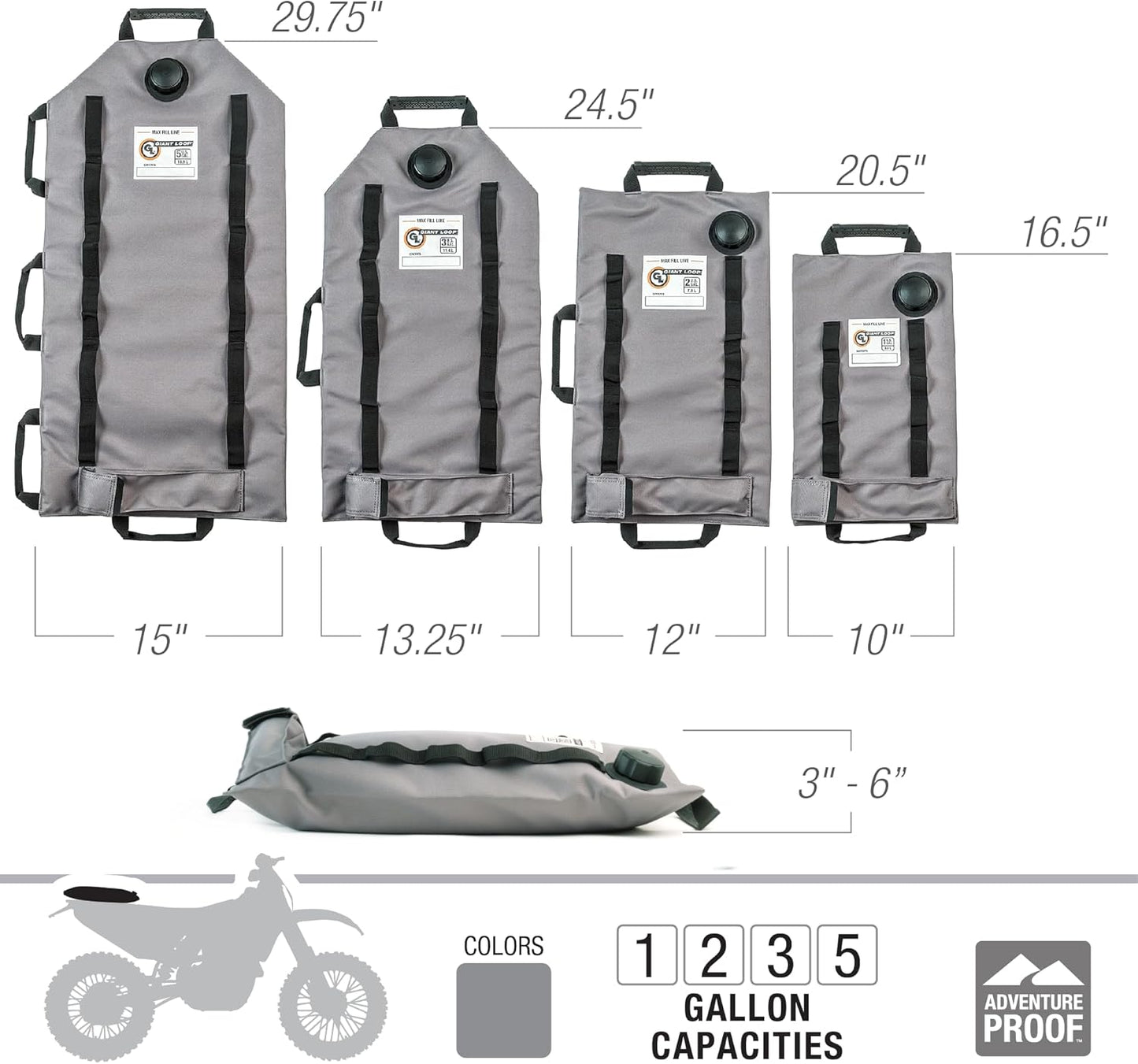 Giant Loop Armadillo Bag, Utility Bladder for Safe Transport and Storage of Powersports and Automotive Fluids, for Motorcycles, UTVs and ATVs, 2-Gallon