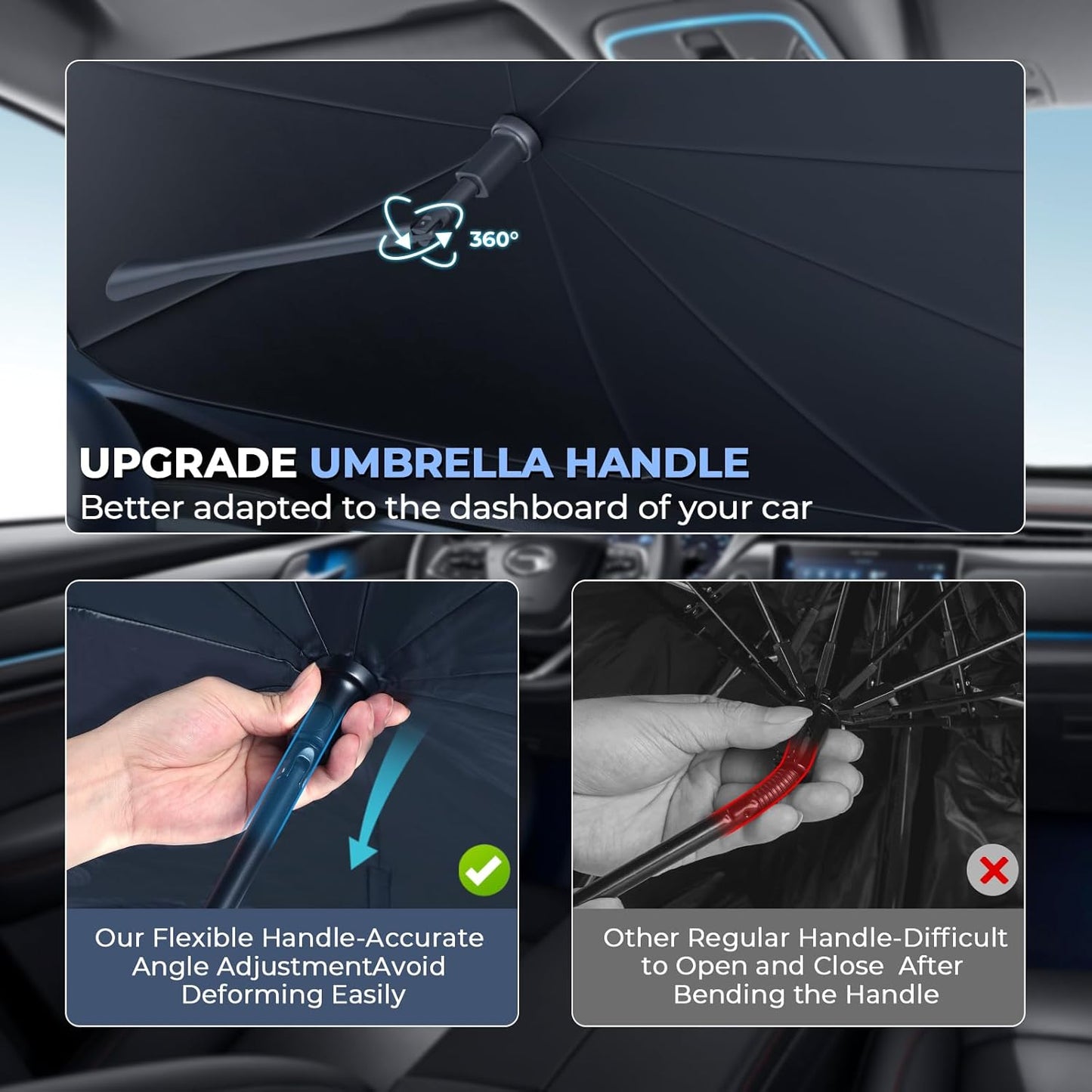 Windshield Sun Shade Umbrella Compatible with 2014-2022 Land Rover Range Rover Sport Accessories: Custom Fit 240T Silver, Double Thickened, Foldable Window Sunshade, Ultimate 99% UV Blocking for S, SE