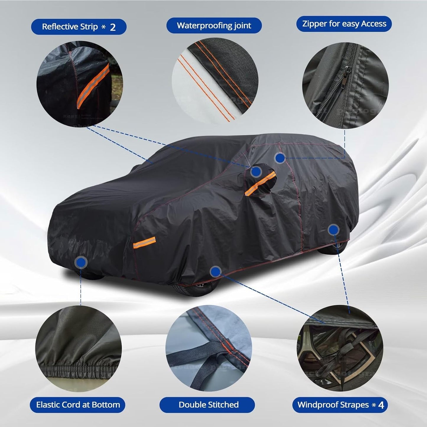 6 Layer Heavy Duty Hatchback Car Cover Waterproof All Weather Protection with Cotton Liner, Universal Fit Nissan Leaf, Honda Civic Hatchback, Mazda 3 Hatchback, Toyota Corolla Hatchback