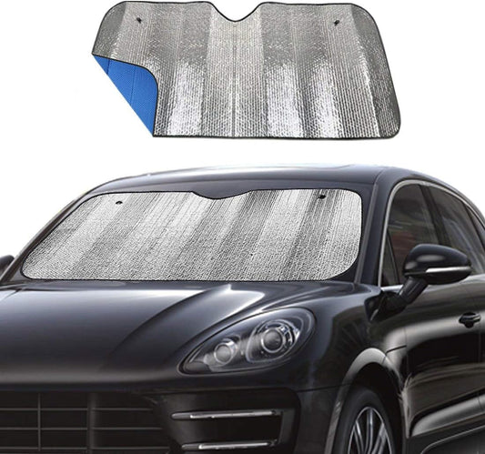 Windshield Sunshade Car Foldable UV Ray Reflector Auto Front Window Sun Shade Visor Shield Shade,Keeps Vehicle Cool - Blue (55" x 27.5")