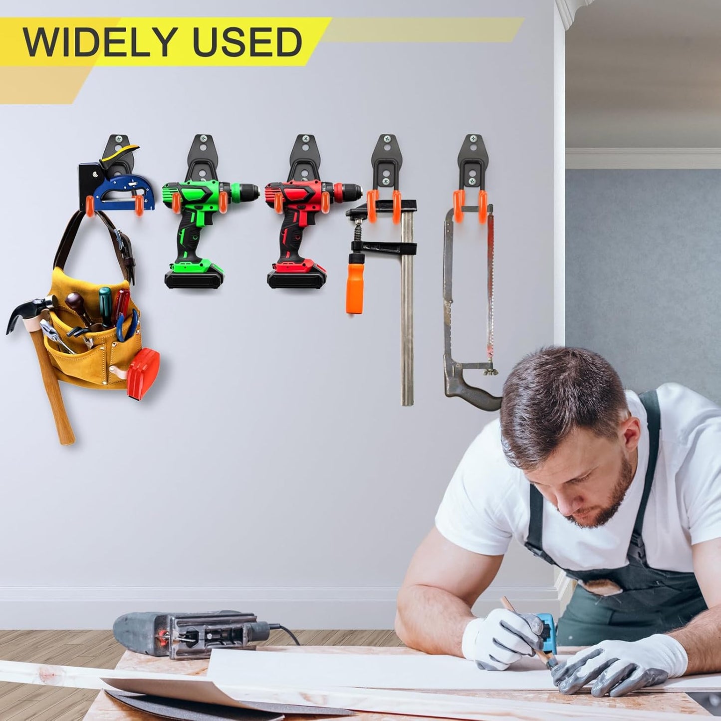 2 Pack Garage Hooks Heavy Duty Storage Organizer Wall Mount Power and Garden Tool Hangers, for Hanging Ladders, Ropes, Hose, Bulk Items