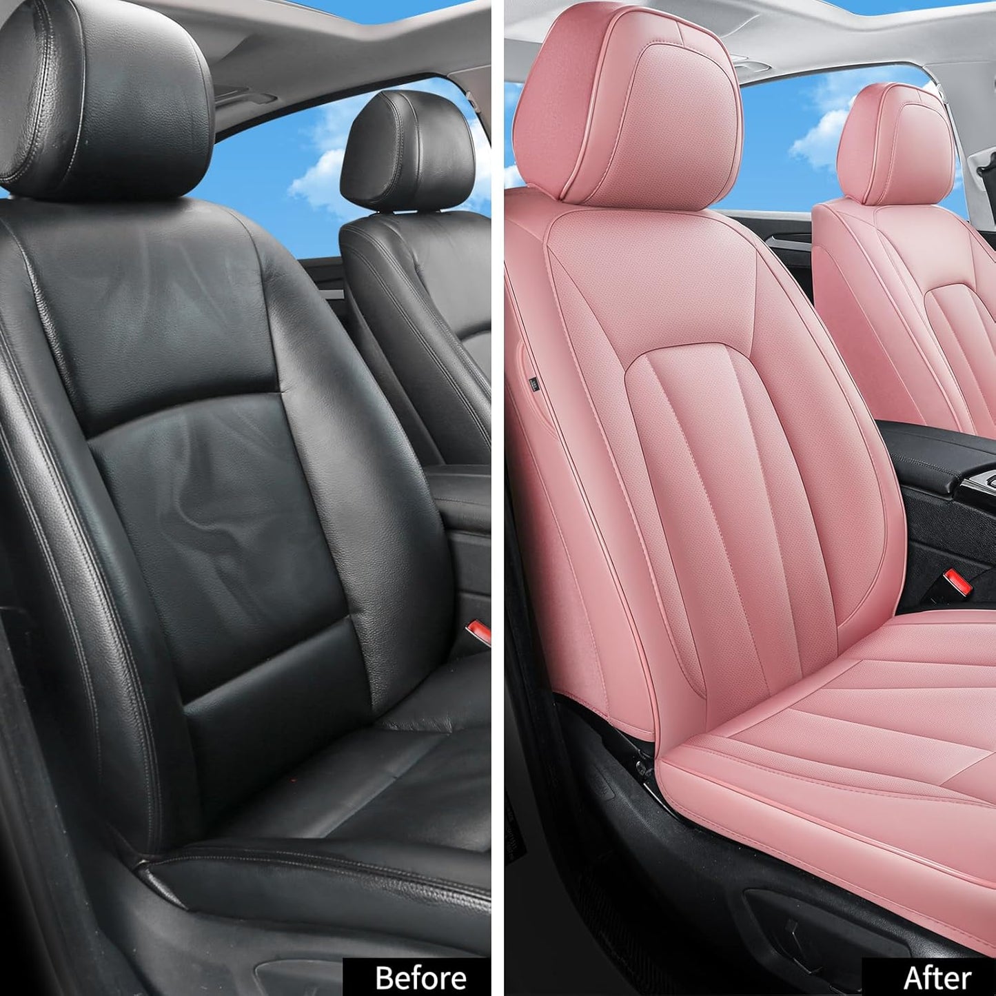 Pink Seat Covers for Cars,Front Seats Universal Fit for SUV, Sedans and Trucks,Waterproof Breathable Full Wrapping Edge Seat Covers, Luxury Automotive Seat Protecor Covers