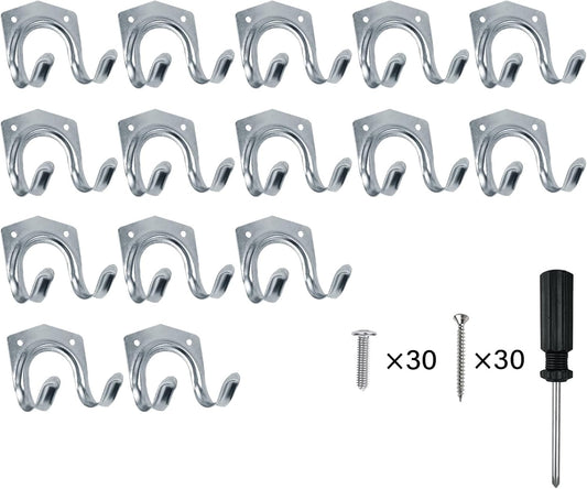 15 Pack Tool Hanger Hooks, Wall Mount Garage Garage Shed Hooks Heavy Duty for Hanging Ladder & Ropes