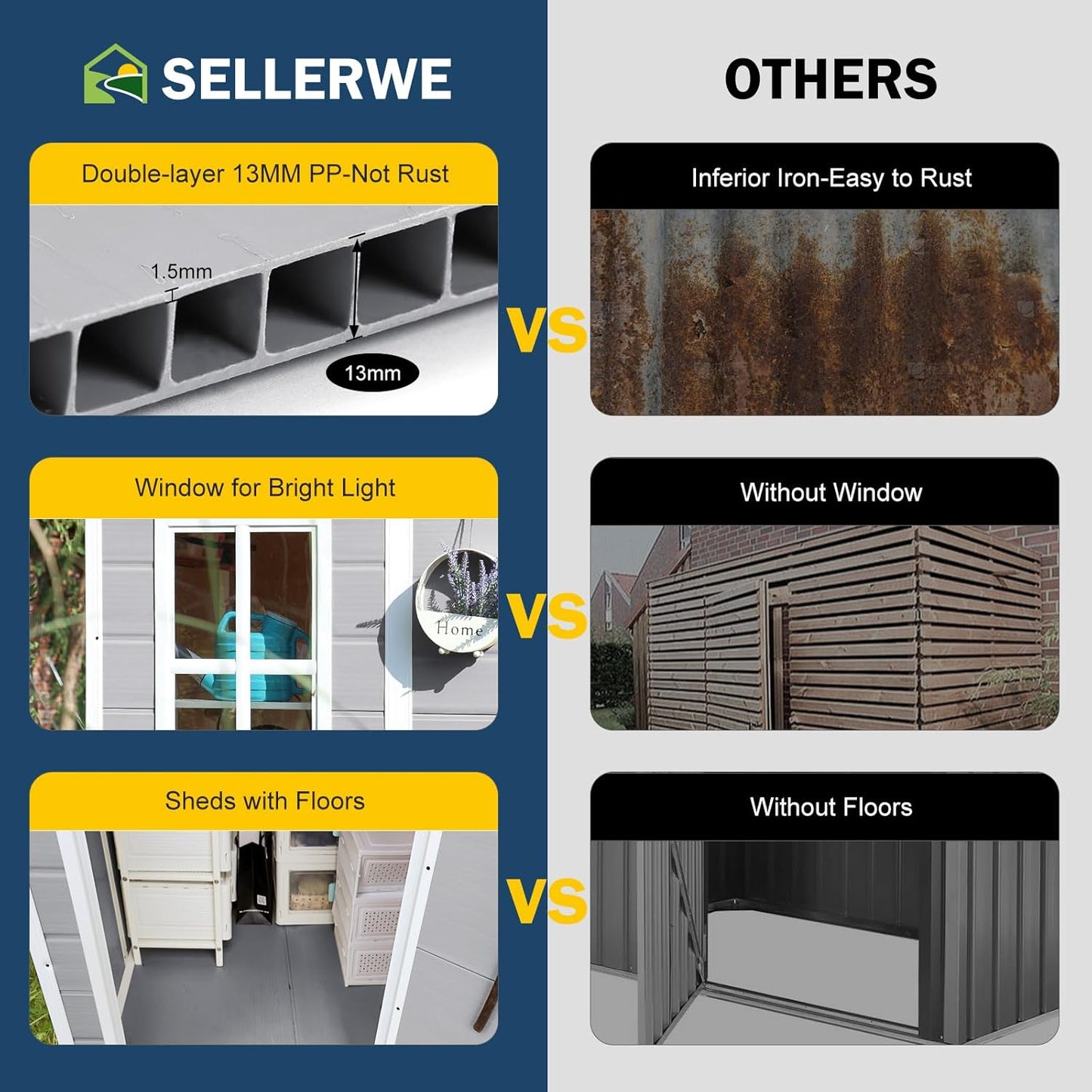 5x4 FT Small Resin Shed, Waterproof Outdoor Shed with Floor, Window, Double Lockable Doors & 2 Vents, Outside Plastic Sheds for Garden Patio Backyard, Sloped Roof, Grey