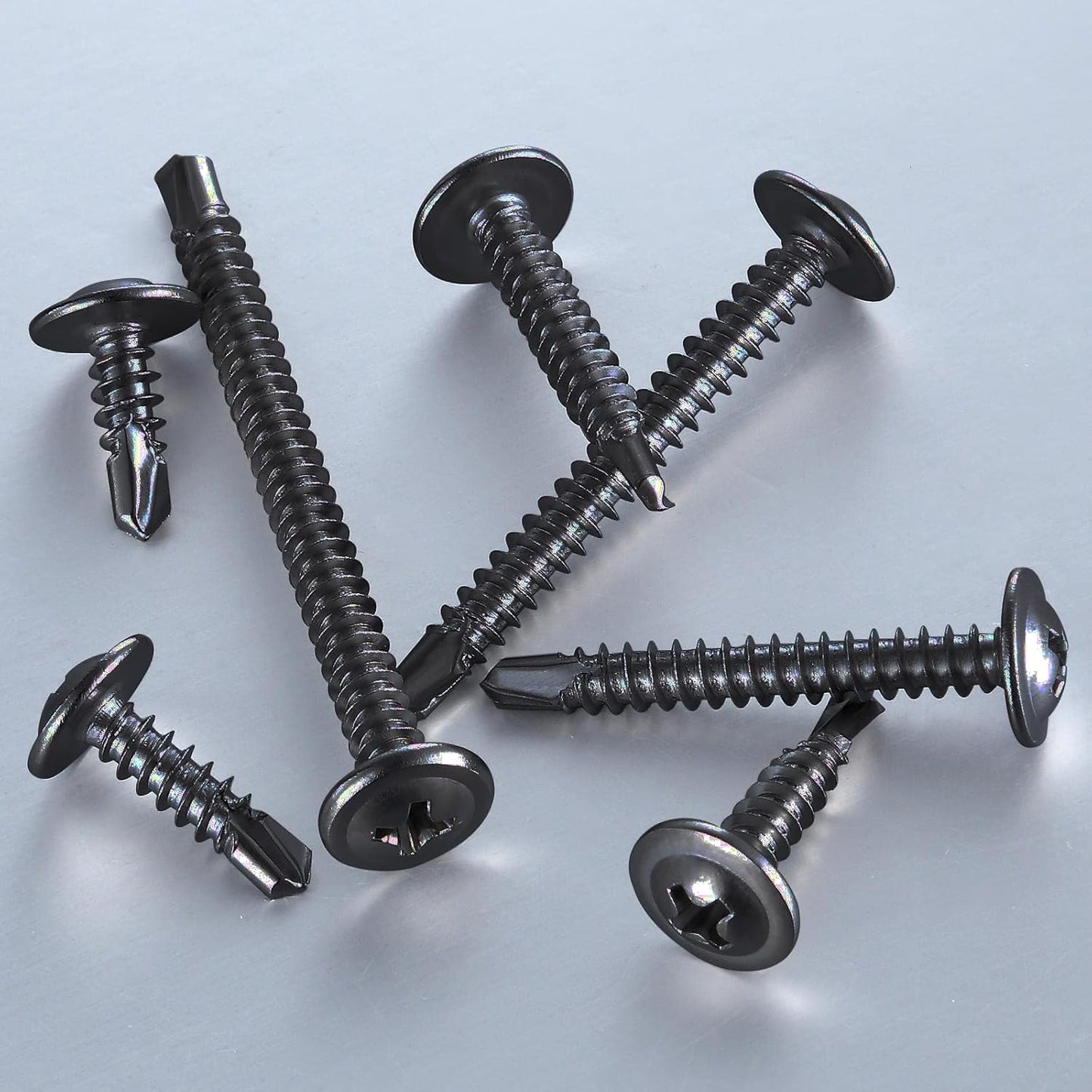 (300 pcs) Wensilon #10×5/8” for Sheet Metal Self-Tapping Screws 410 Black Stainless Steel Truss Head High-Strength Quick Tapping