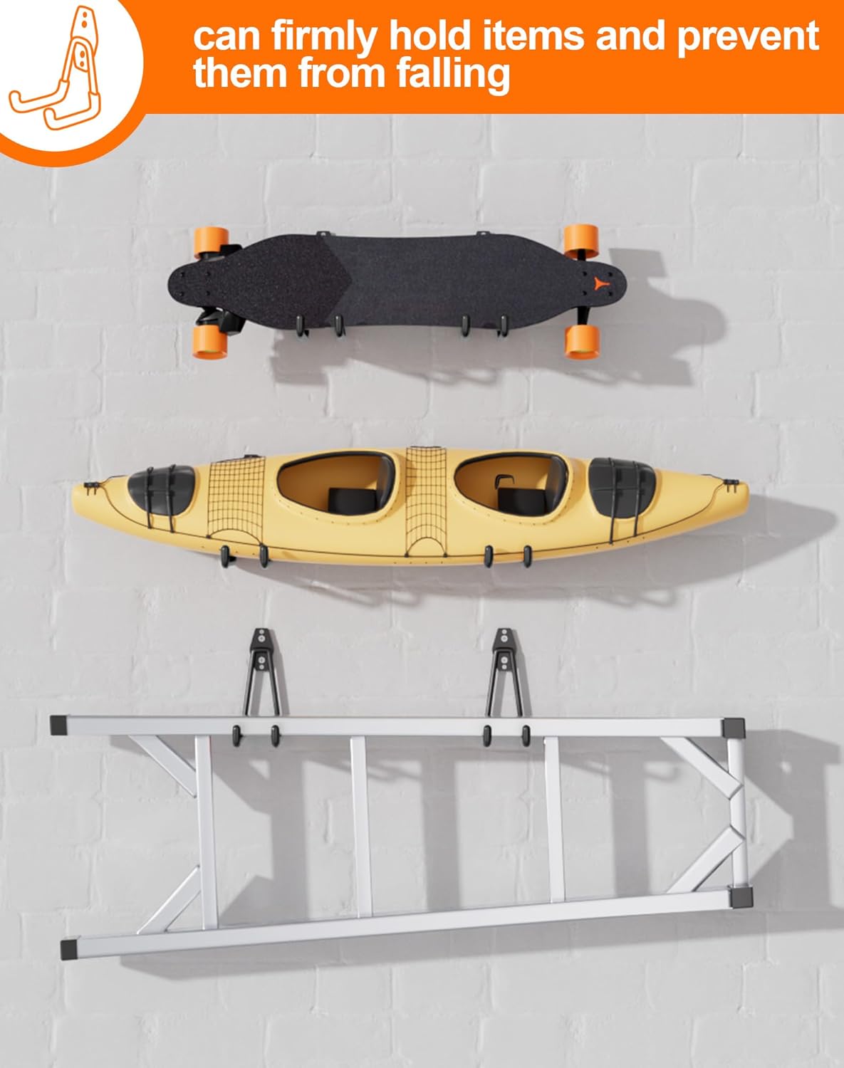 QcoQce 17 Pack Heavy Duty Garage Hooks with Extension Cord Straps, Wall Mount Hooks, Garage Organization and Tool Hangers for Bike, Ladder, Ropes and Garden Tools