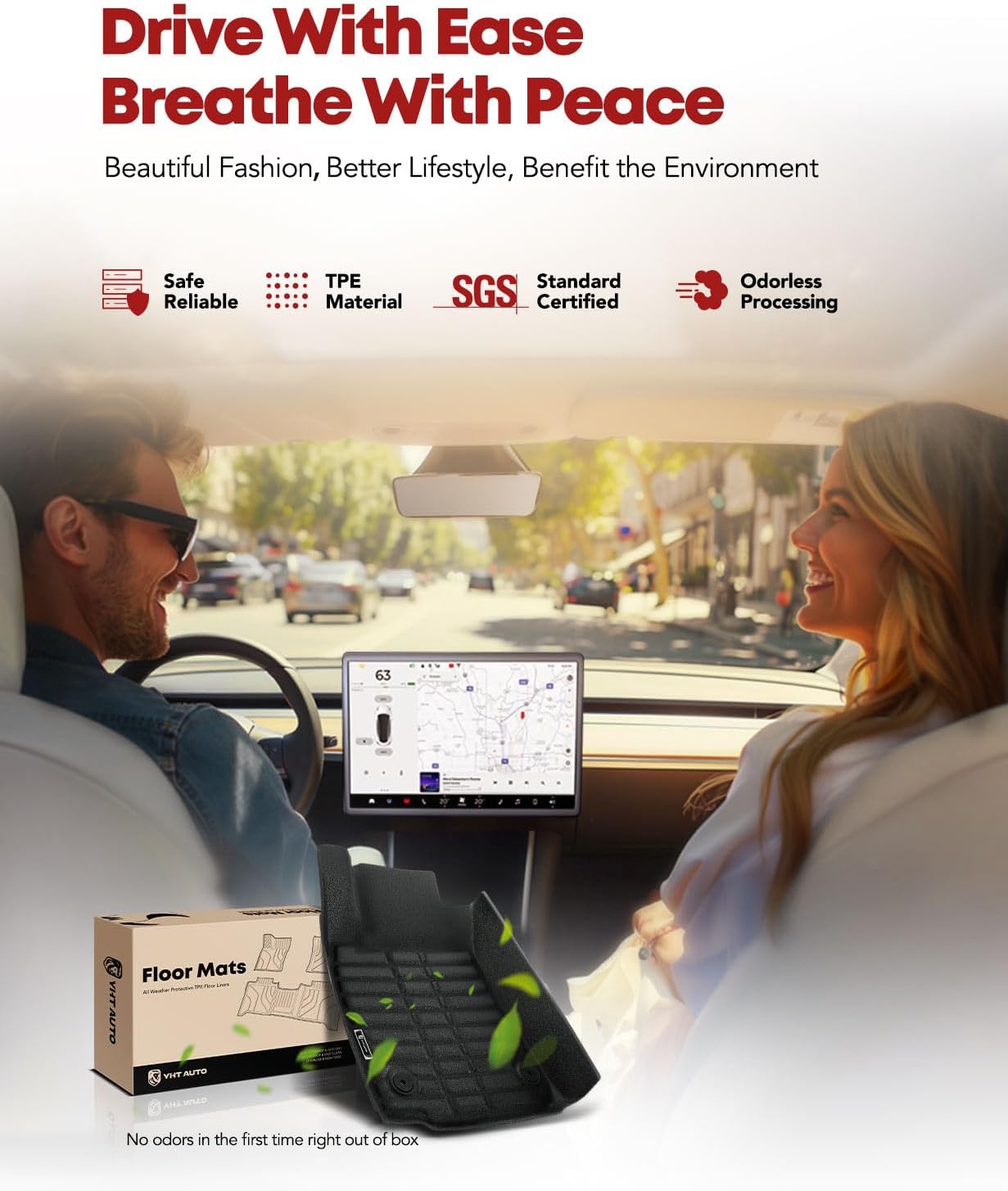 YHTAUTO Automotive All Weather Floor Mats Compatible with Lexus ES350 2007-2012, Car Mats Custom Fit TPE Floor Liners Front & Back Seat, Black, Set of 3