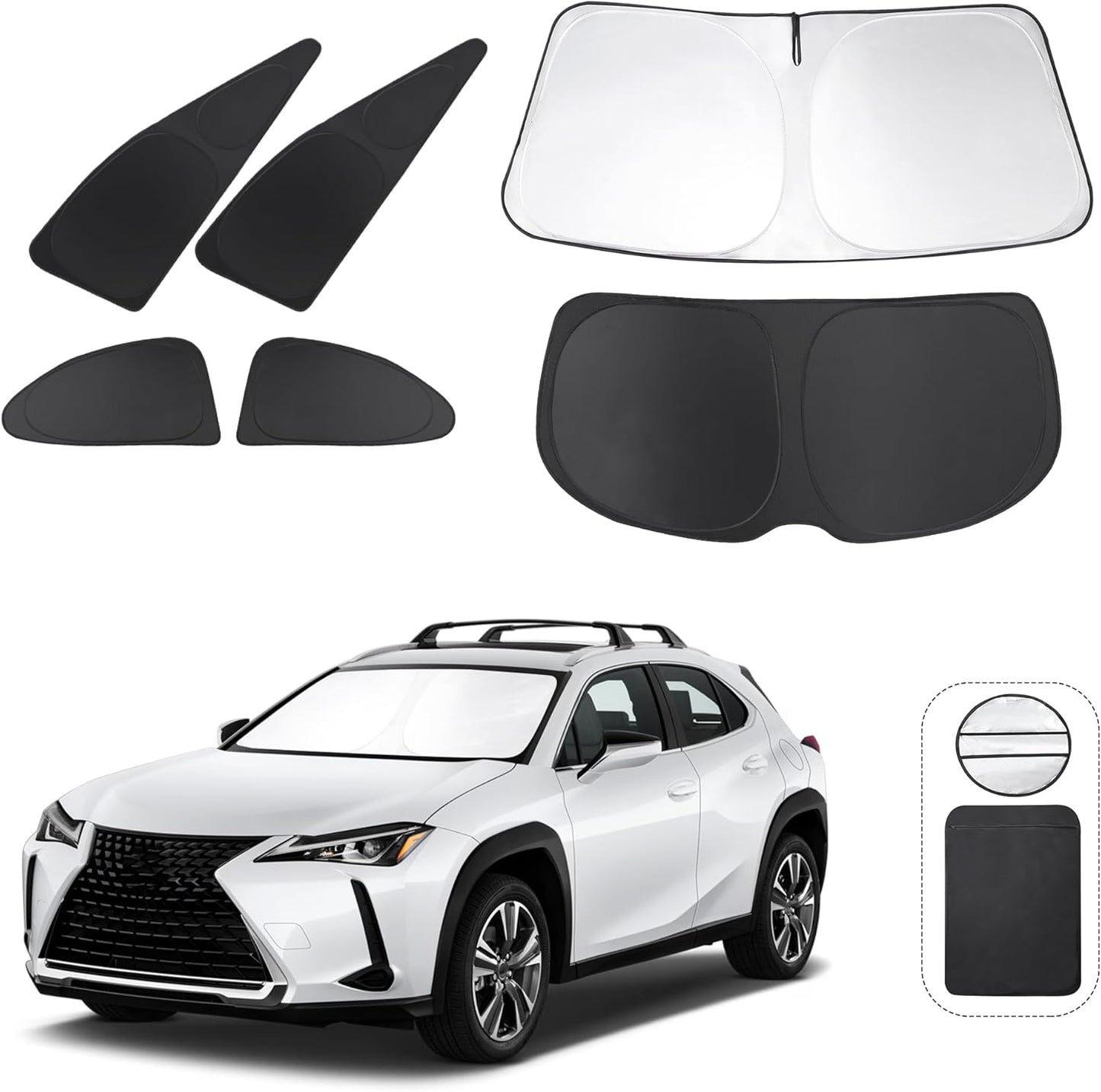 TINGLU Window Shades for Lexus UX 2019-2024 2025 Accessories Car Side Full Windows Windshield Sun Shade Sun UV Rays & Privacy Protection for Camping,Napping,and Relaxing 6PCS