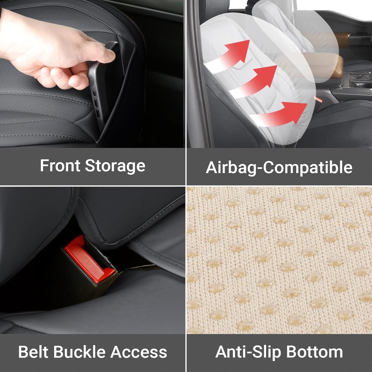 Coverland Custom Car Seat Covers Compatible with Ram 1500 2500 Mega Cab - Premium Leather Non-Slip Memory Foam Waterproof Cover Custom Interior Protector Full Set-Dark Gray [See Size Chart-Size X111]