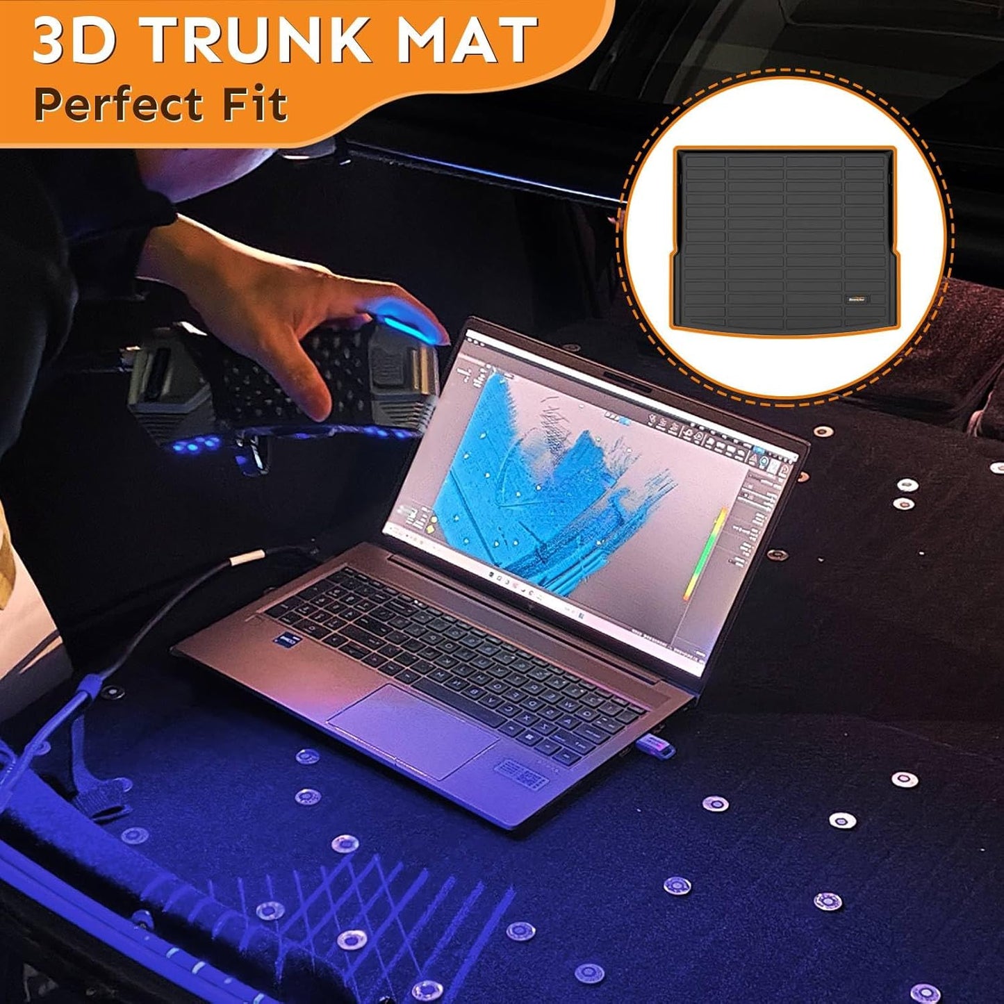 Binmotor-Floor Mats for Nissan Armada/Infiniti QX80 2025, Bucket Seat (7 Seats) 丨 TPE All Weather Car Mats Rubber Liners for Nissan Armada Accessories Cargo Trunk Mat