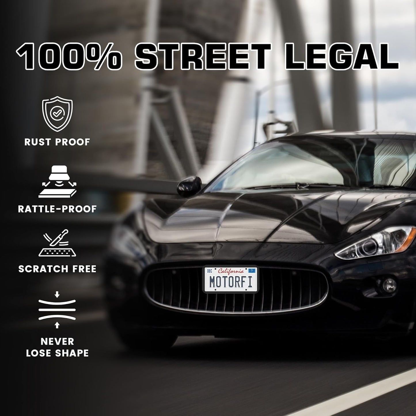 2 Pcs Silicone License Plate Frames with Polycarbonate Covers, Rust-Proof, Weather-Resistant, Easy Installation, Premium License Plate Protector for Cars with 2 Drainage Holes