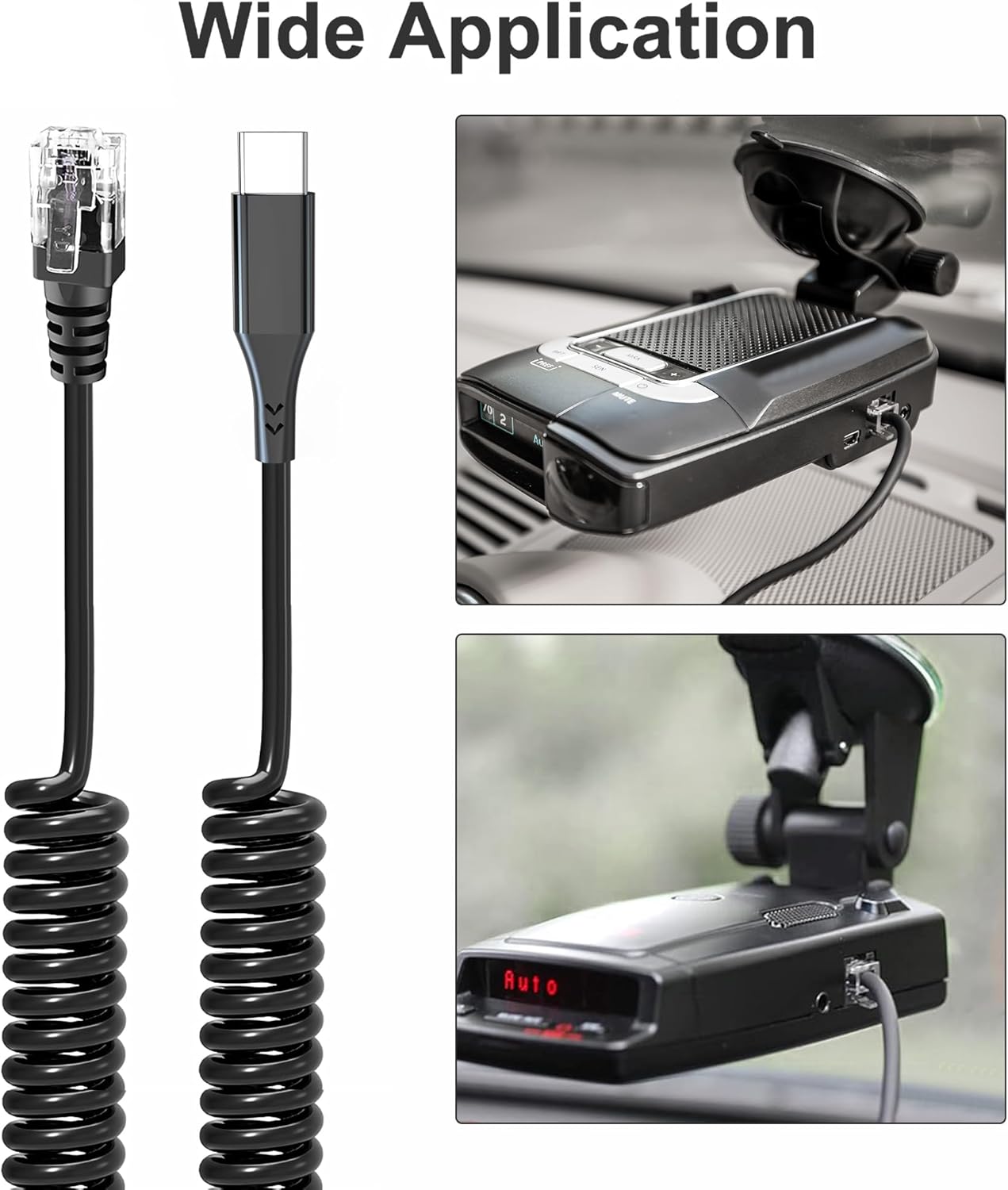 Radar Detector Cable,USB-C to RJ11 Plug Charging Kit,with Automatic Recognition and Matching Voltage Function,for Escort Max360 Unide Beltronics Cob'r'a DualPro 360 Radenso XP etc Radar Detector