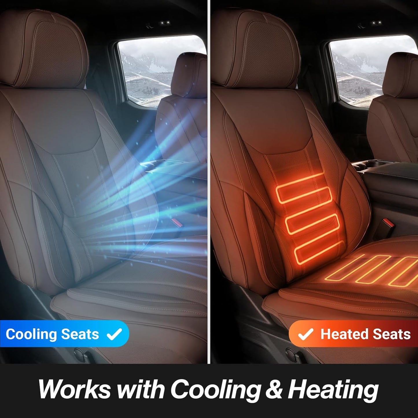 Coverland Custom Car Seat Covers Compatible with 2019-2025 RAM 2500 Crew Cab - Premium Leather Non-Slip Memory Foam Waterproof Cover Interior Protector Full Set-Dark Brown [See Size Chart-Size X129]