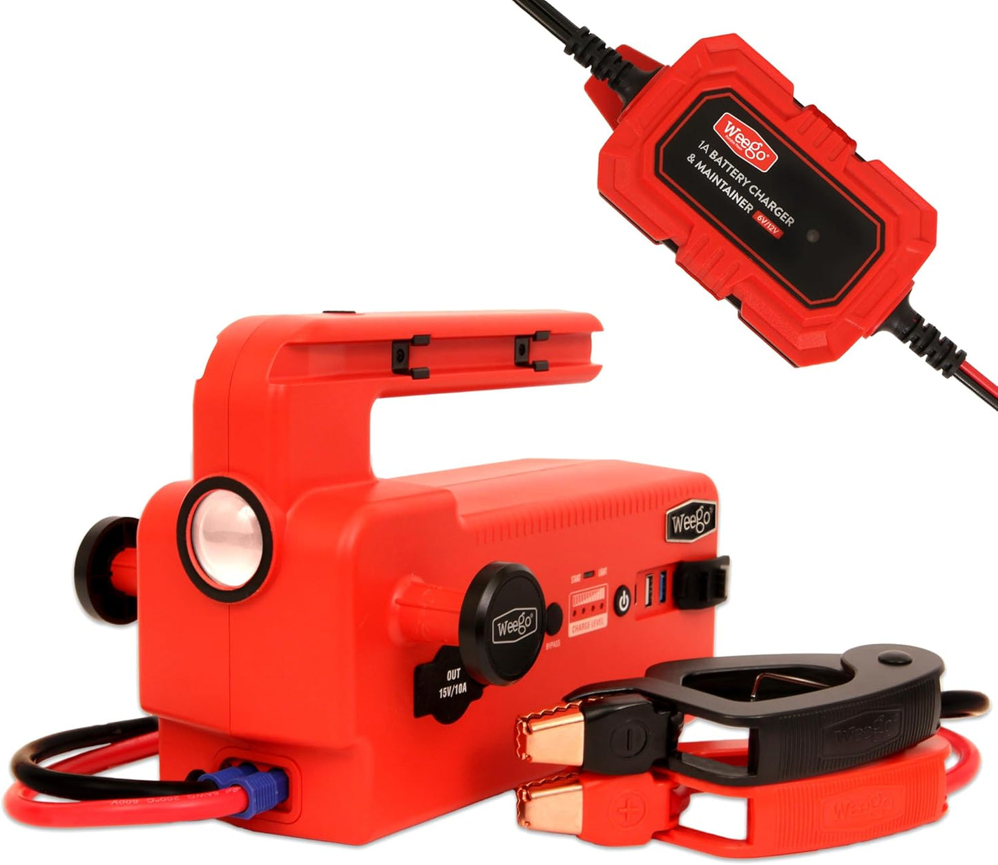 Weego C120 Jump Starter & Trickle Charger Bundle – Powerful Battery Solution for Your Vehicle - 1200 Cranking / 5000 Peak Amps