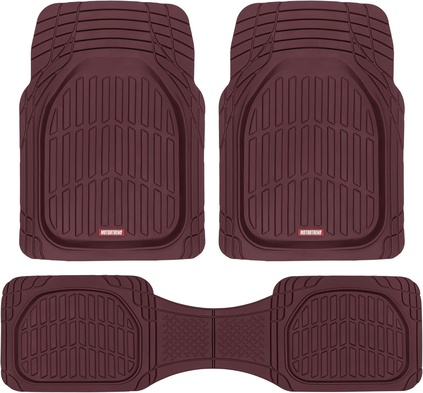 BDK Red All Weather Heavy Duty Car Floor Mats Interior Liners for Auto Van Truck SUV, Heavy Duty All Weather Protection, Fits Front & Rear