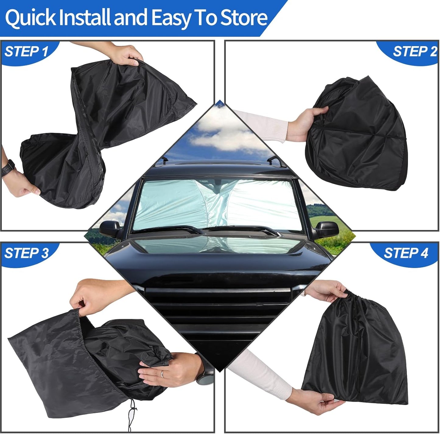 Windshield Sunshade Fit for Land Rover Discovery 2 LR2 1998-2003, Folding Car Sun Shade for Front Window, Auto Sun Protection Visors Blocks UV Rays and Keeps Vehicle Cool
