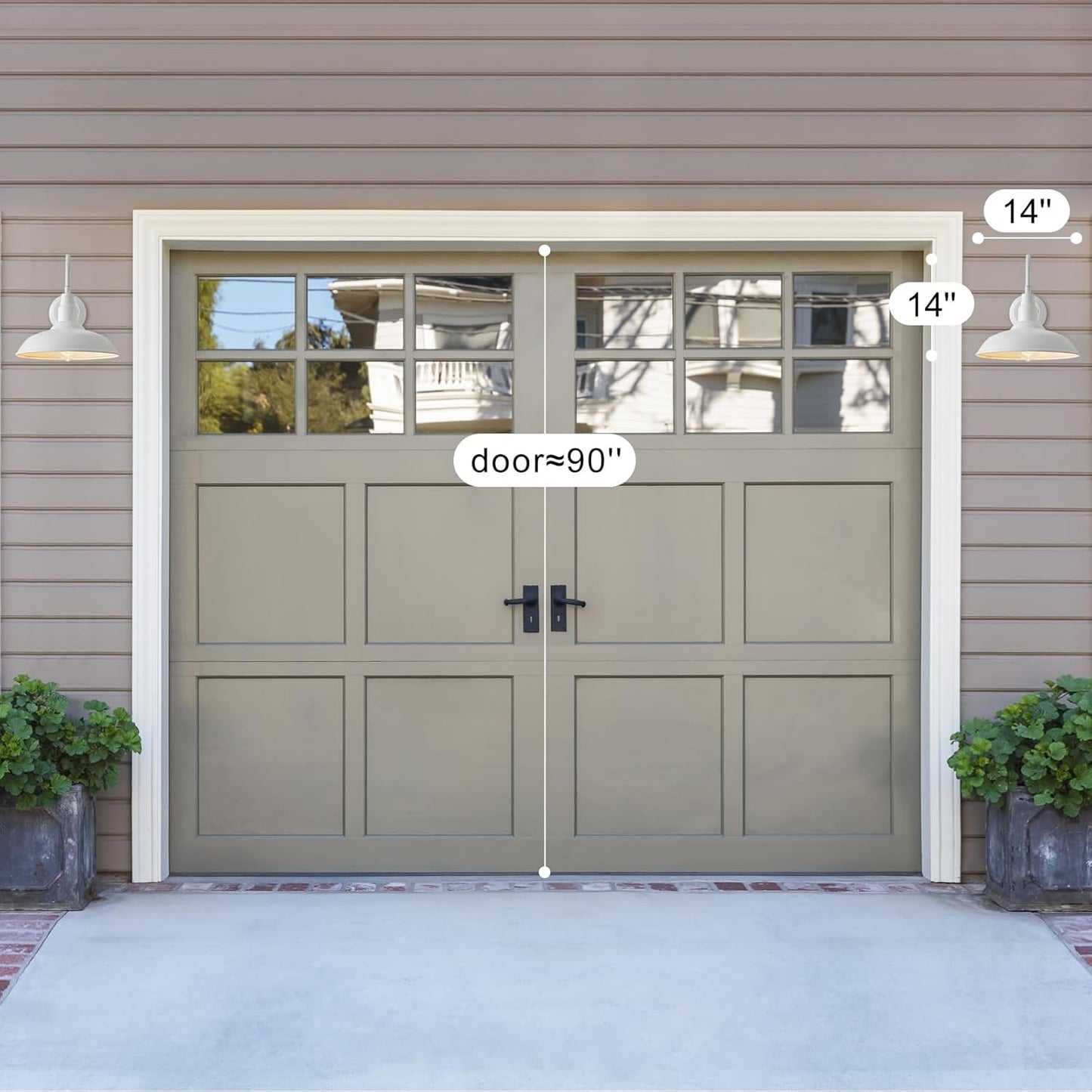 14 Inch Dome Outdoor Gooseneck Barn Light Fixture for Farmhouse, White Exterior Goose Neck Wall Mount Lights for Porch, Barn Style Wall Sconce Lighting for Patio, Garage