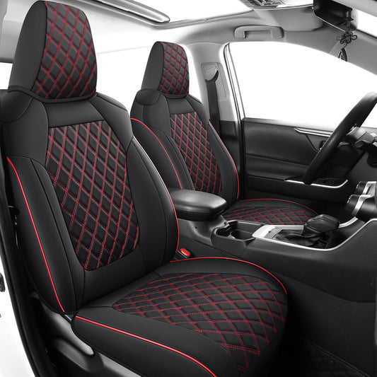 MIROZO Car Seat Covers for Toyota Rav4,Waterproof Rav4 Seat Covers Compatible with 2019 2020 2021 2022 2023 2024 2025 Toyota RAV4 Hybrid LE XLE Limited Seat Cover Full Set(Black and Red)