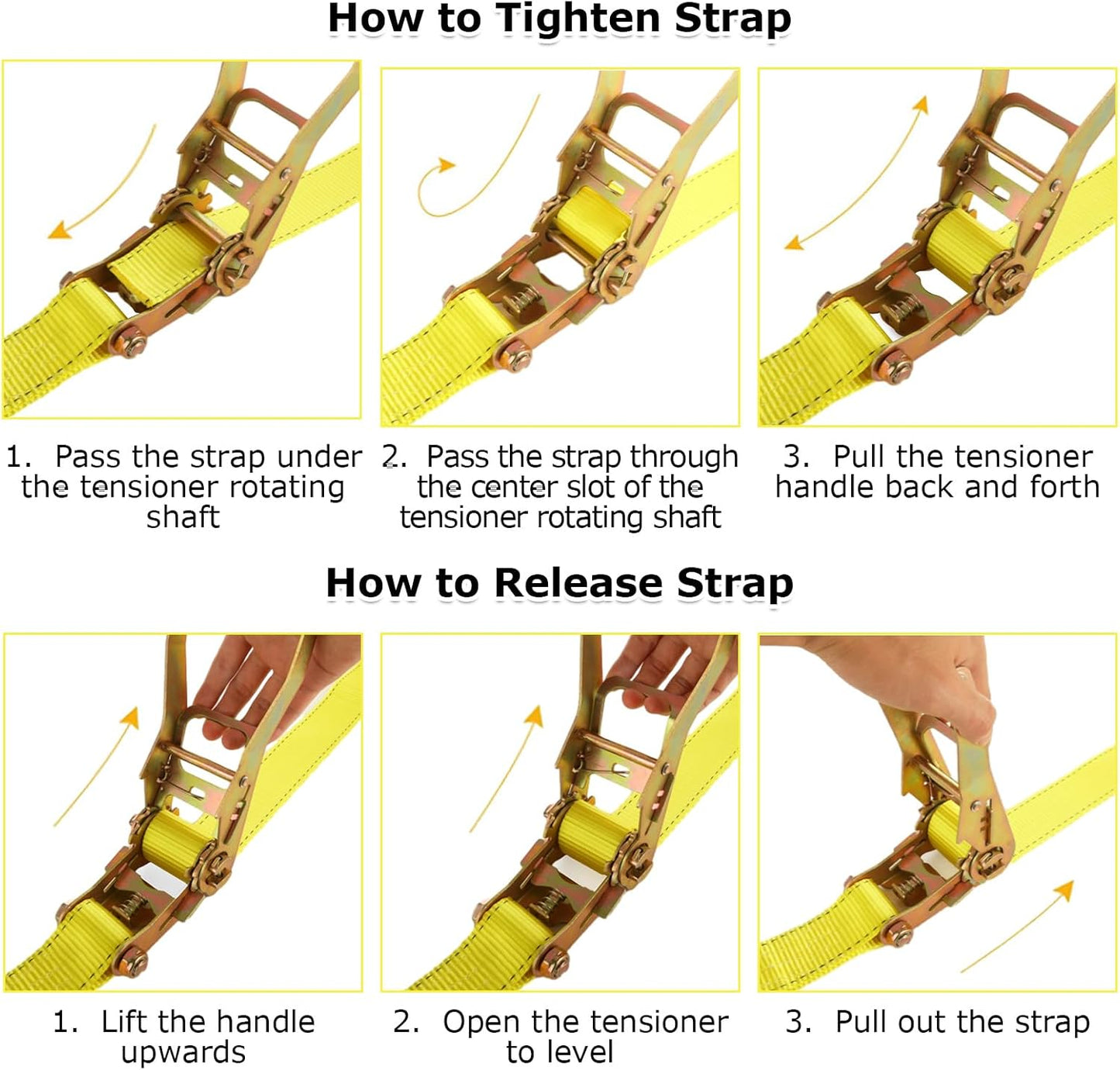 4 Pack 2 Inch Ratchet Straps Heavy Duty 20ft Tie Down Straps Ratchet with Double J Hook, 10000 LBS Break Strength, Cargo Ratchet Straps for Moving, Truck, Trailers, Motorcycles, Kayaks, Car Roof