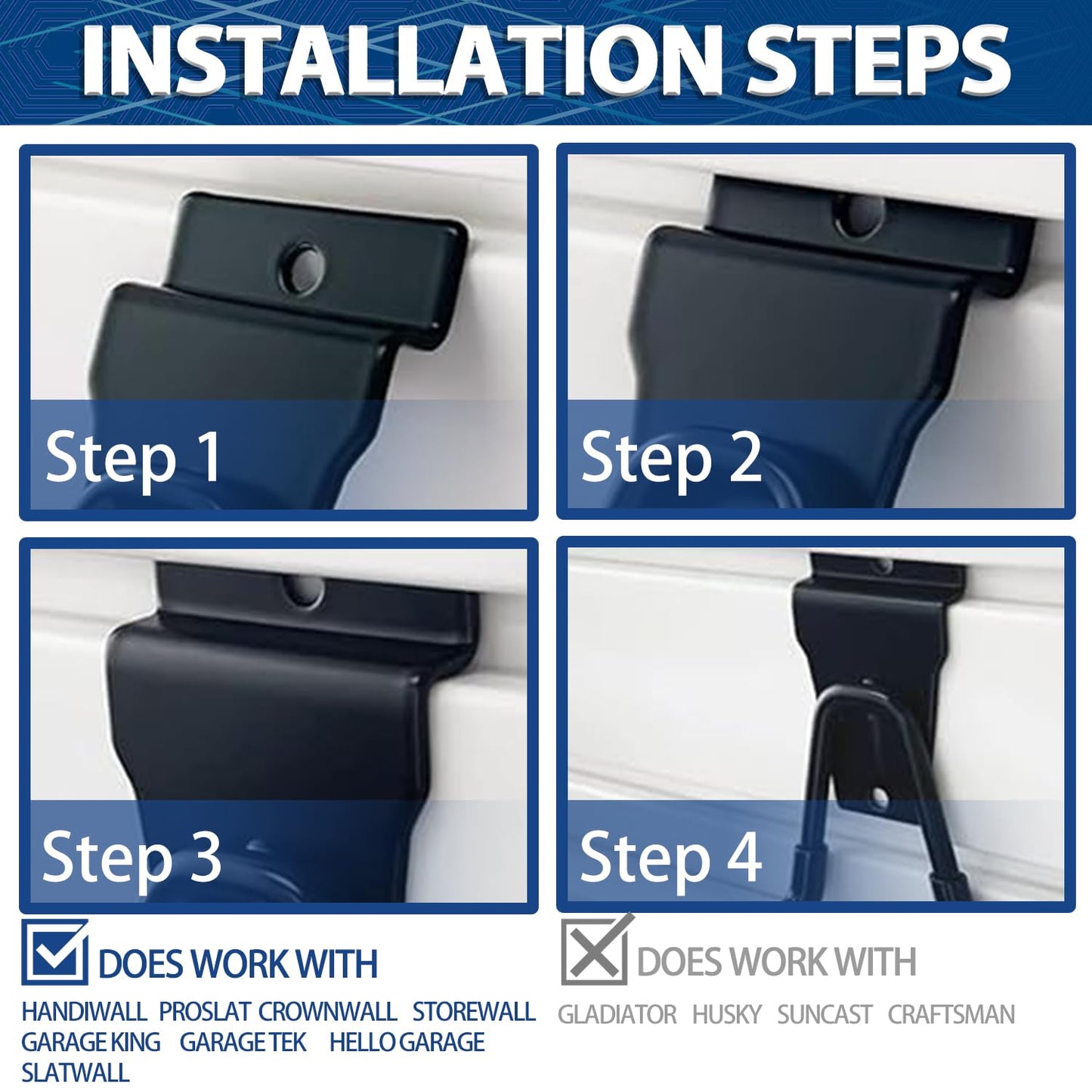 3-H Slatwall Accessories 10 Pack,Slatwall Hooks & Hangers 5 Sizes,Slat Wall Hanging Hooks Heavy Duty,Proslat Accessories for Garage Storage Wall Panels Organzing Garden Tools Chairs Ladder(Black)