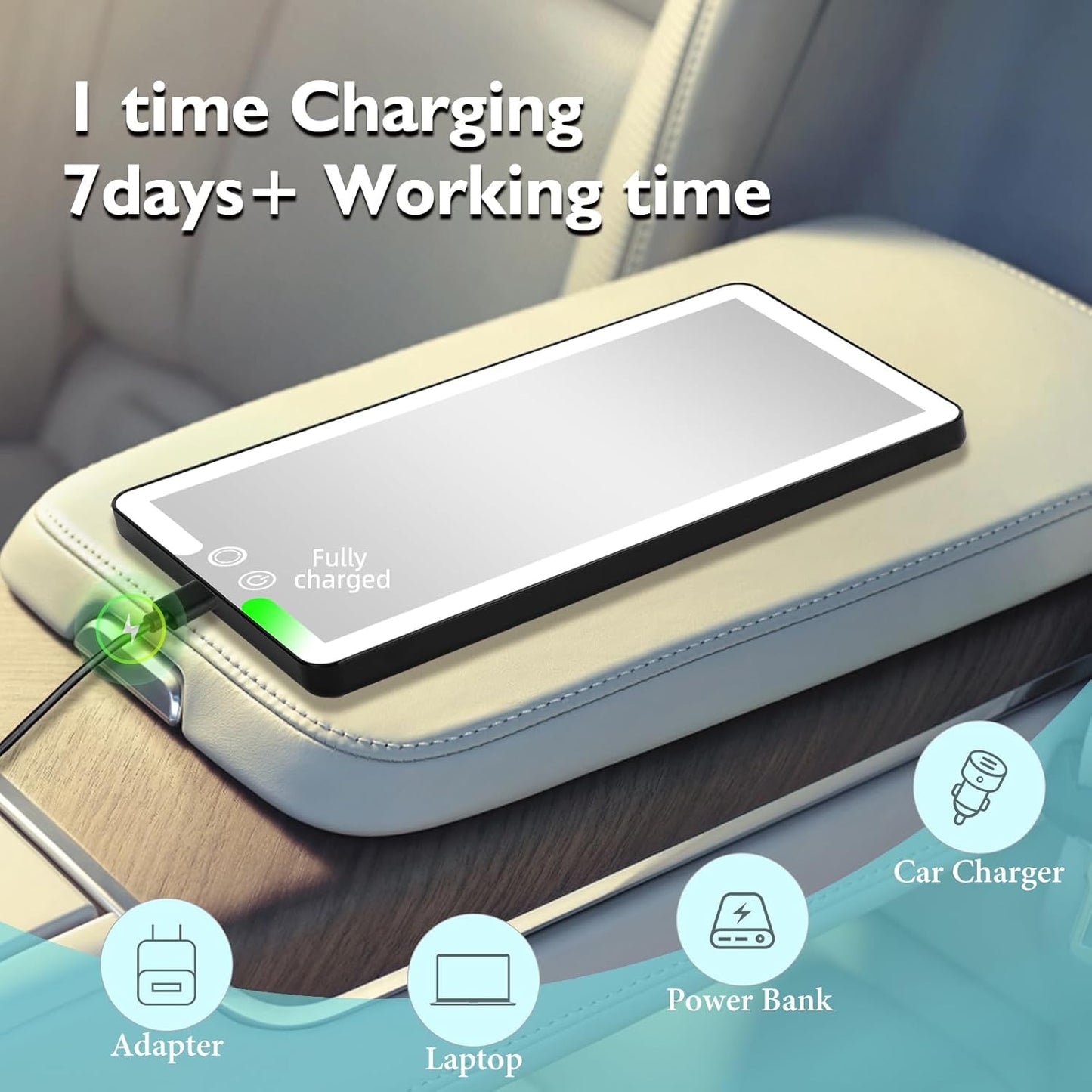 Car Sun Visor Vanity Mirror,Rechargeable Led Dimmable Makeup Mirror,With 10x and 30x magnification,3 Light Modes