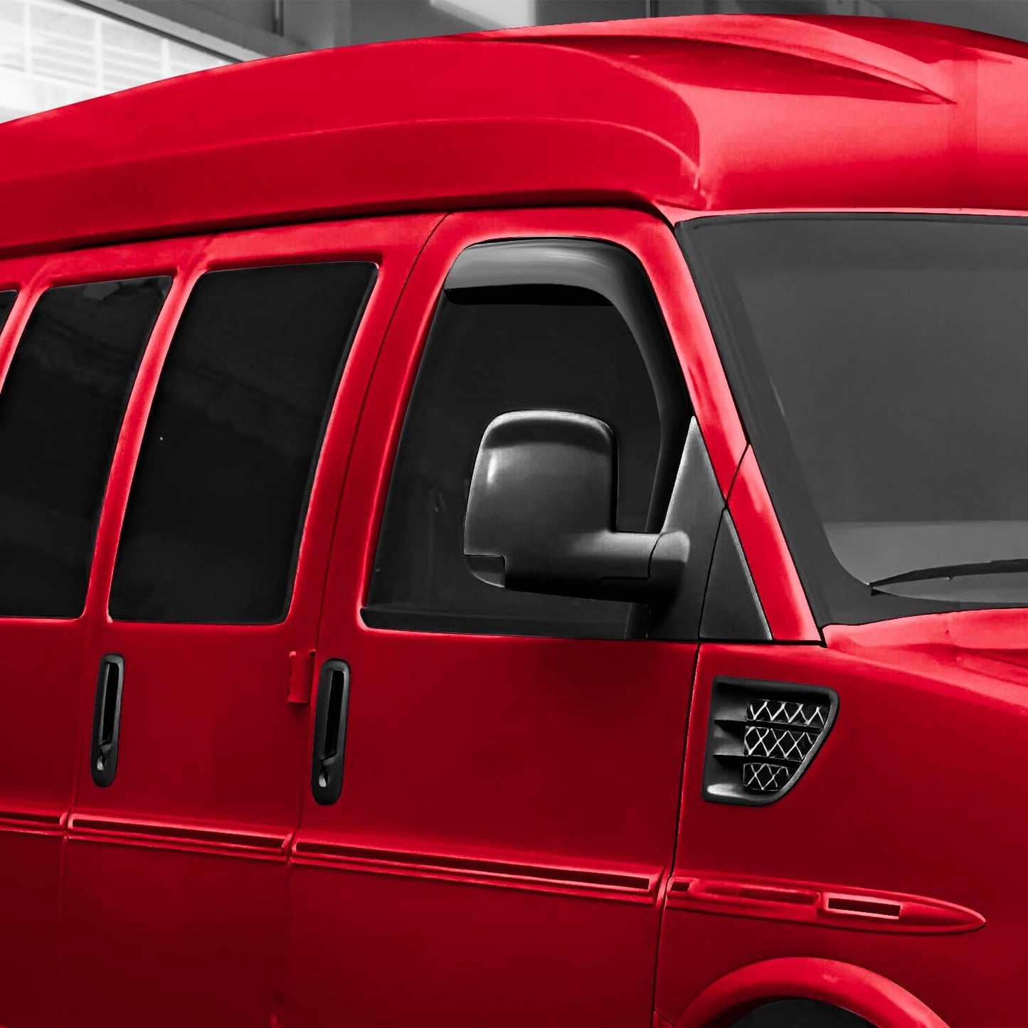 Voron Glass in-Channel Extra Durable Rain Guards for Chevrolet (Chevy) Express Van 1996-2025/GMC Savana 1996-2025, Window Deflectors, Vent Window Visors, 2 Pieces - 210217