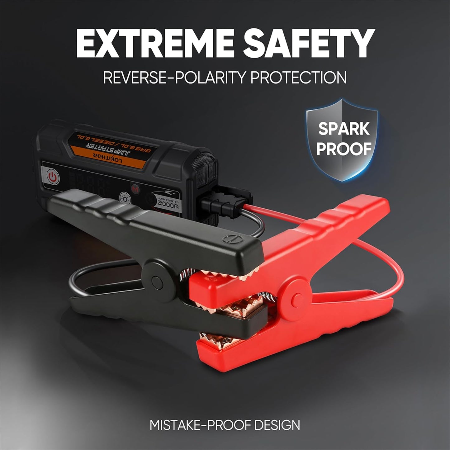 J400 2000A 12V Portable Lithium Jump Starter, Car Battery Booster Pack, USB-C Powerbank Charger, and Jumper Cables for Upto 8.0-Liter Gas and 6.0-Liter Diesel Engines