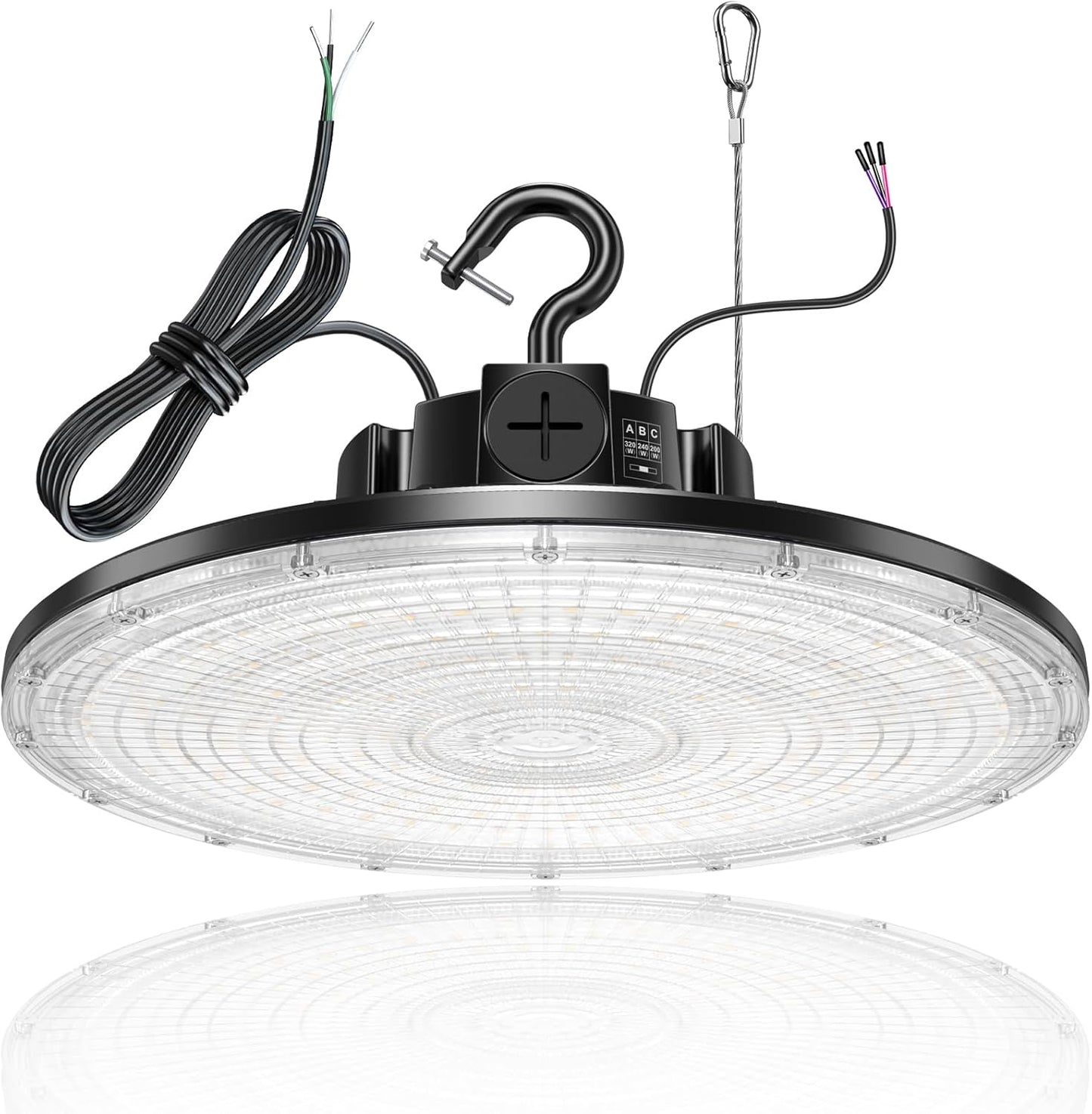 480V LED High Bay Light 300W 240W 200W Adjustable UFO Light 42000LM ETL DLC Listed Dimmable High Bay LED Shop Lights 5000K Daylight IP65 Waterproof Commercial Bay Lighting for Warehouse Factory