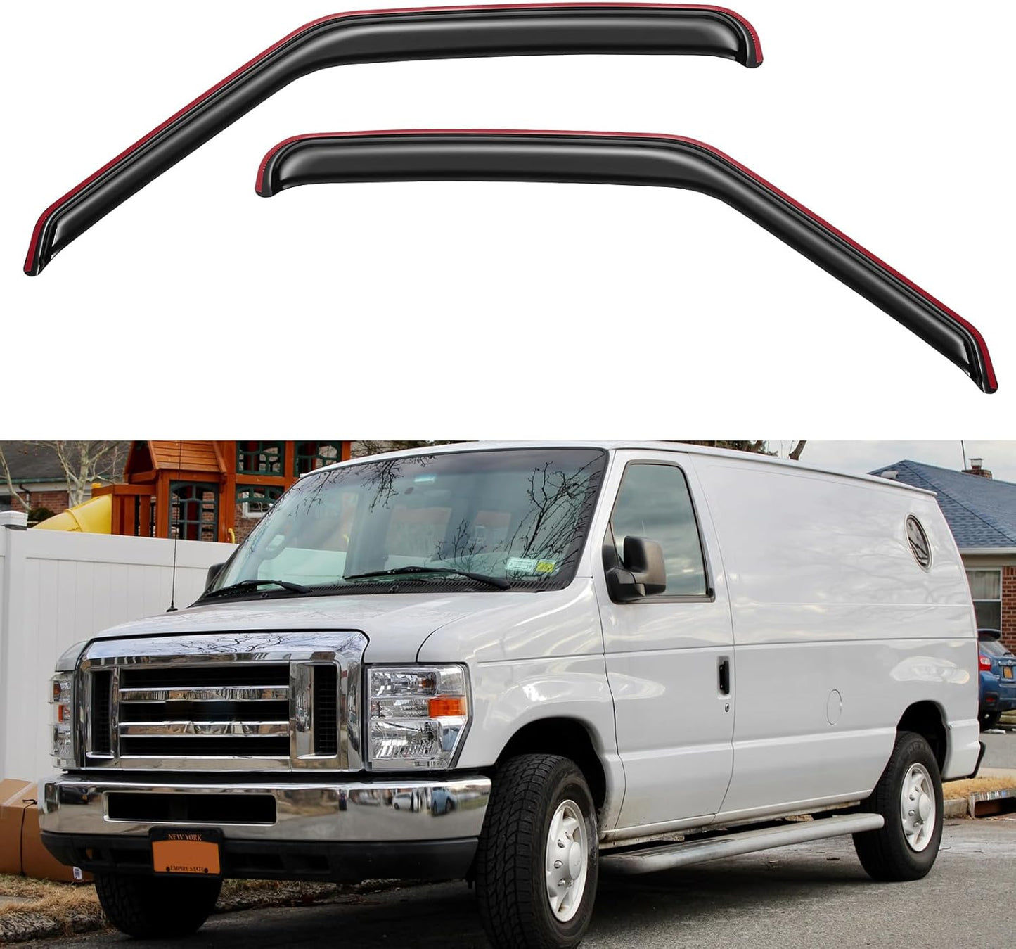 in-Channel Window Visors Rain Guards Shield for 2007-2014 Ford E-150/E-250/E-350/E-450 Super Duty, Window Vent Wind Deflectors Visors Shades for 07-14 E150 E250 E350 E450