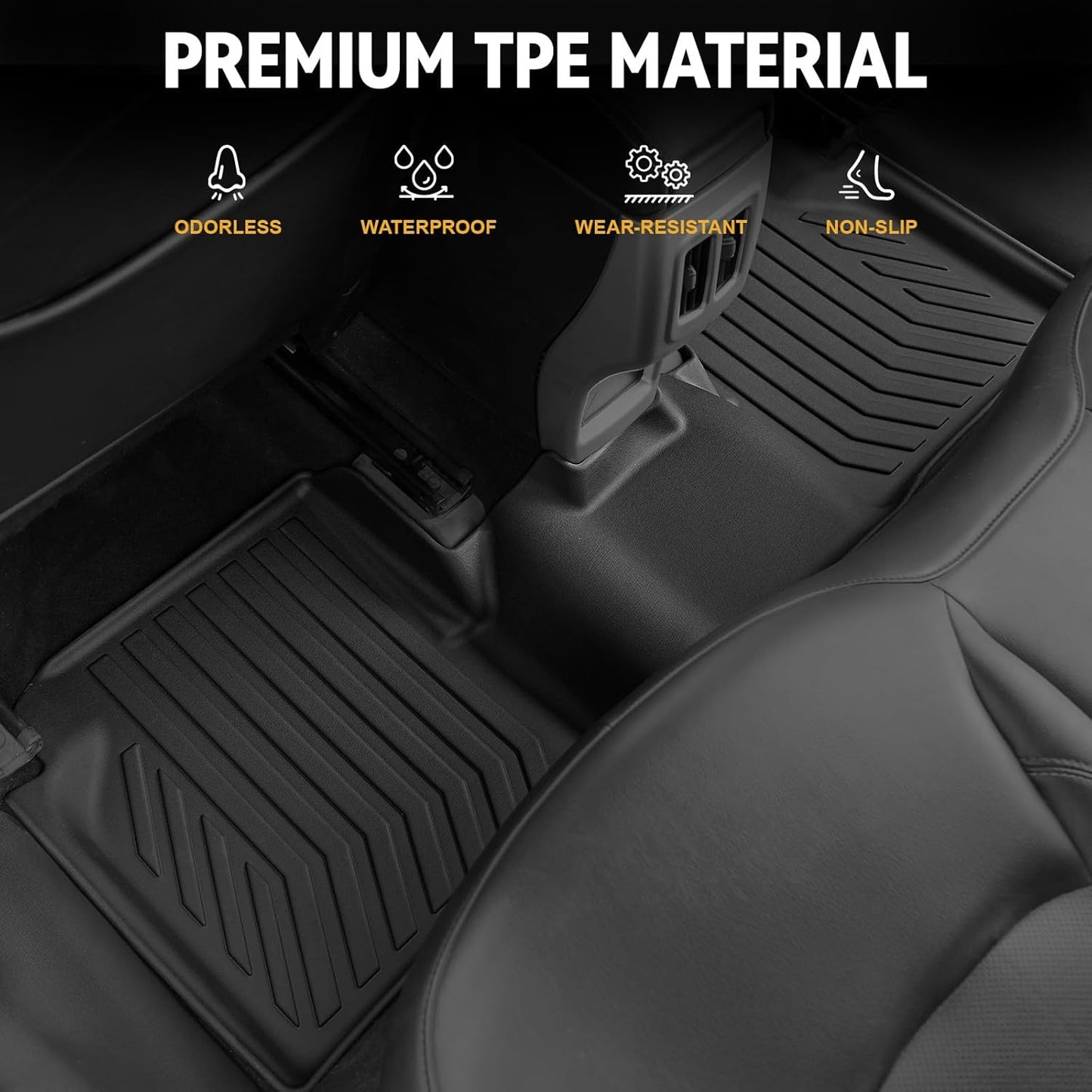 Floor Mats Set for 2017-2025 Jeep Compass Accessories(New Body Style 2nd Generation), Full Coverage All Weather Floor Mats with Cargo Mat TPE Includes Backrest Protectors & Door Sill Guards