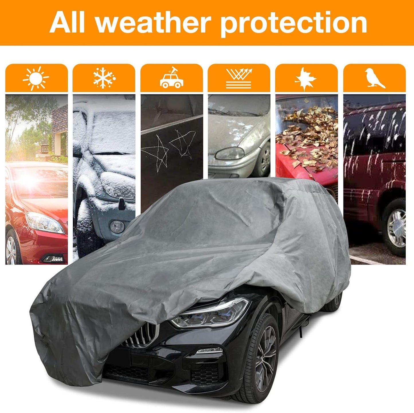 XCAR Ultra Light Waterproof SUV Car Cover for Automobiles All Weather Protection, Windproof & Breathable, Fits Cars Up to 230"