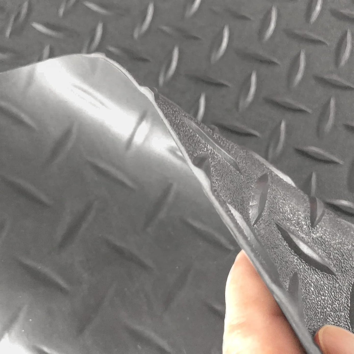 Boshen 5Ft x 7.5Ft Garage Floor Mat 2.5mm Thickened Rubber Flooring Roll 37.5sqft Diamond Plate PVC Rubber Trailer Mat Non-Slip Floor Protector Mat for Garage Warehouse Basement Trailer - Grey