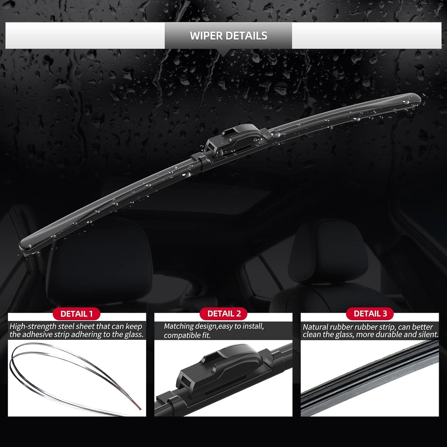 Replacement for BMW X6 2014-2019 Windshield Wiper Blades, 3 Pieces of Car Front and Rear Window Wiper Blades for BMW X6 2014 2015 2016 2017 2018 2019