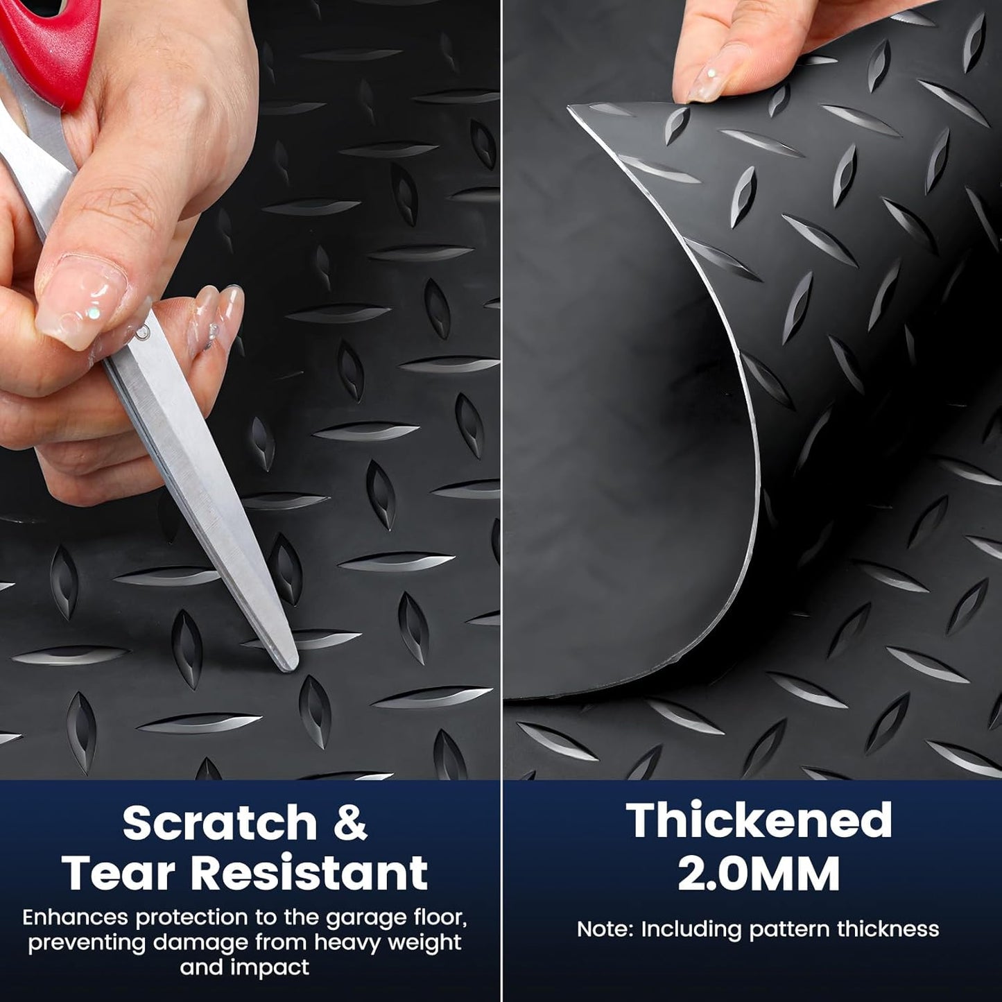 7.5 x 17 FT Garage Floor Mat, Thickened PVC Parking Mat, Anti-Slip Garage Floor Runner & Protector Mat Fits for SUVs, Compact SUV, Sports Car, Heavy Motorcycle, Golf Cart