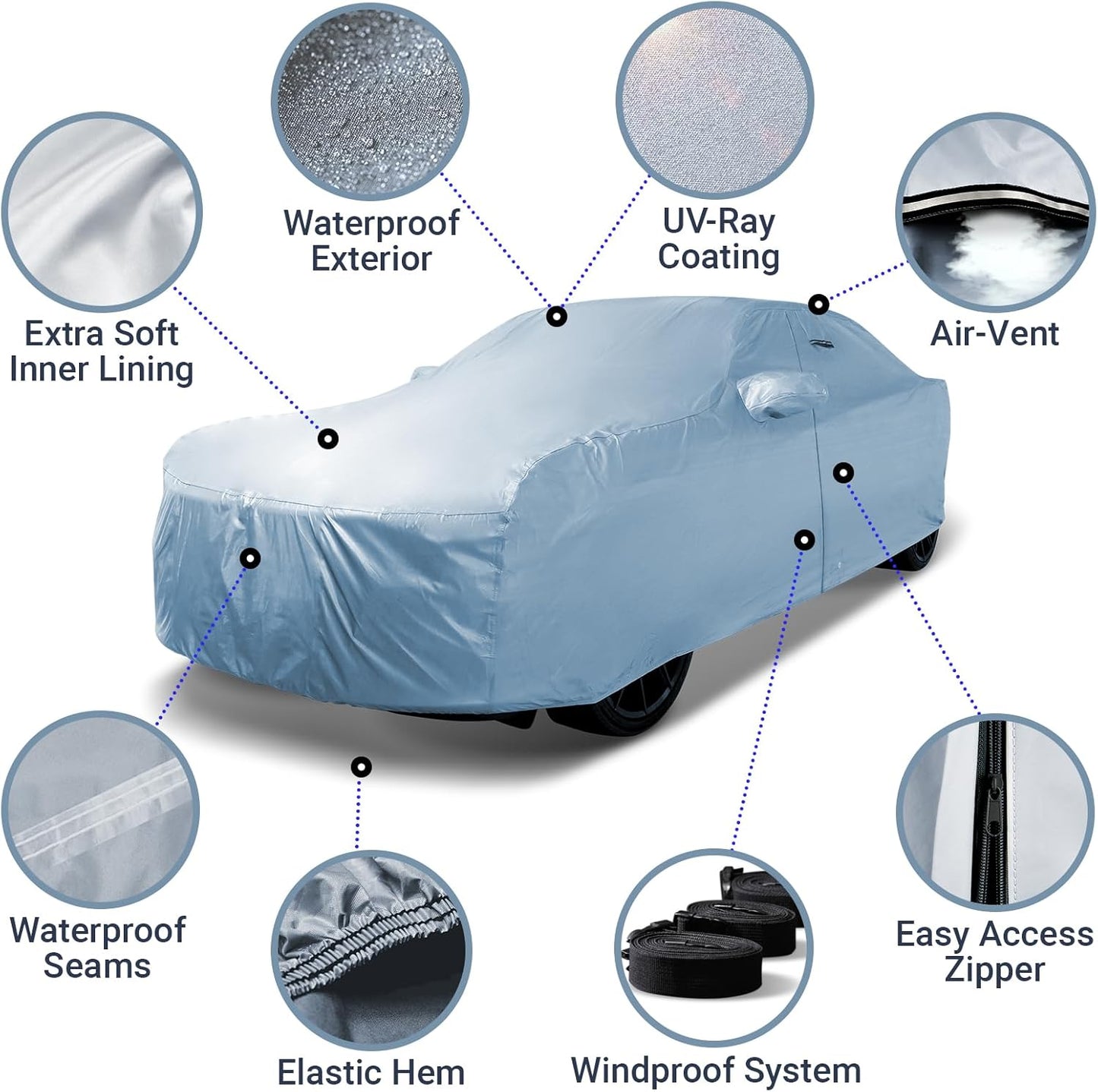 iCarCover Custom Car Cover for 2006-2025 Porsche Cayman, Waterproof All Weather Rain Snow UV Sun Protector Full Exterior Weatherproof Indoor Outdoor Car Cover with Strap