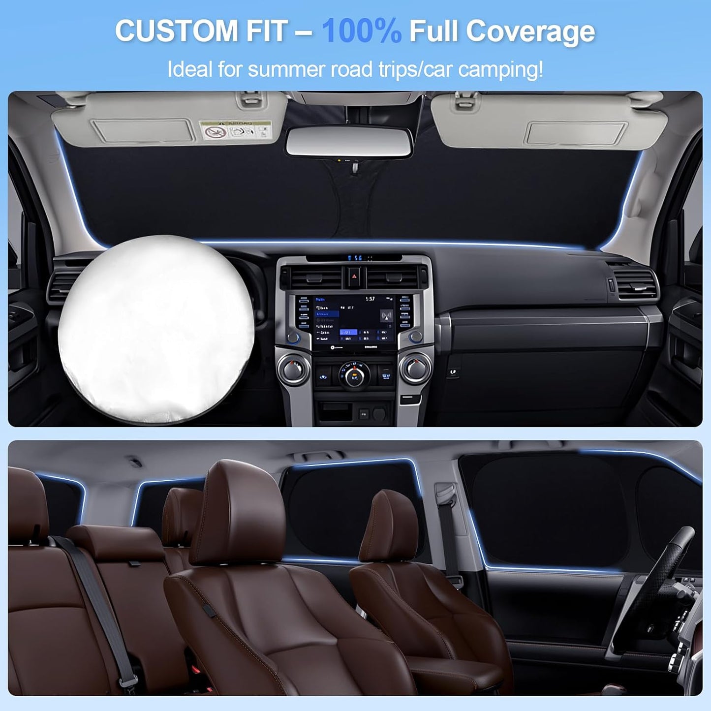 6pcs Car Window Shades for Hyundai Elantra2021-2024 2025 Accessories,Windshield Side Rear Full Sunshade,Sun Visor UV Blocking, Privacy Protection and Blackout for Camping Outdoor