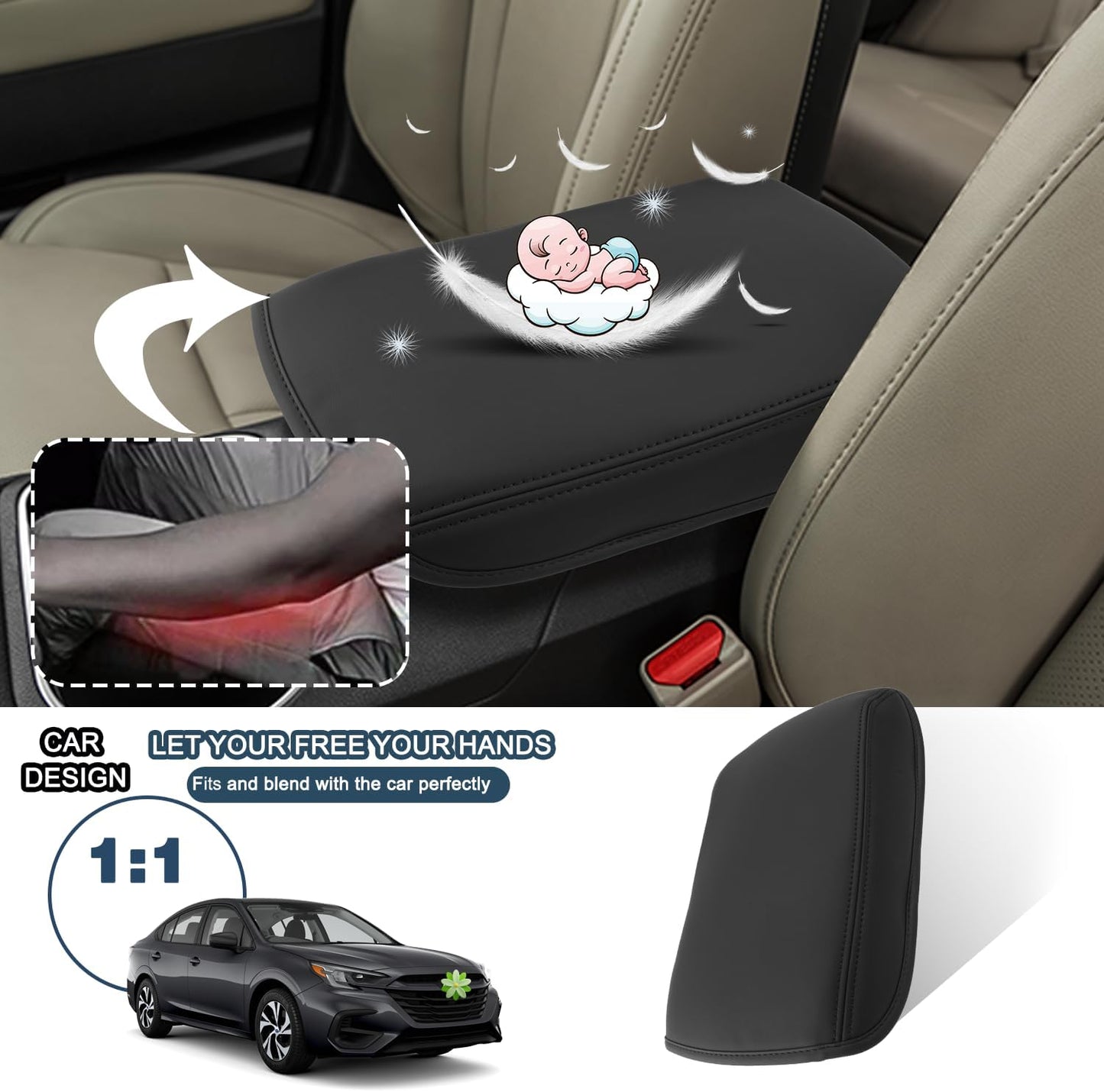 Ruiya 2025 Legacy Armrest Cover for Subaru Legacy Accessories Center Console Armrest Lid Cover Compatible with 2021 2022 2023 2024 2025 Subaru Legacy Premium/Sport/Limited/Limited XT/Touring XT