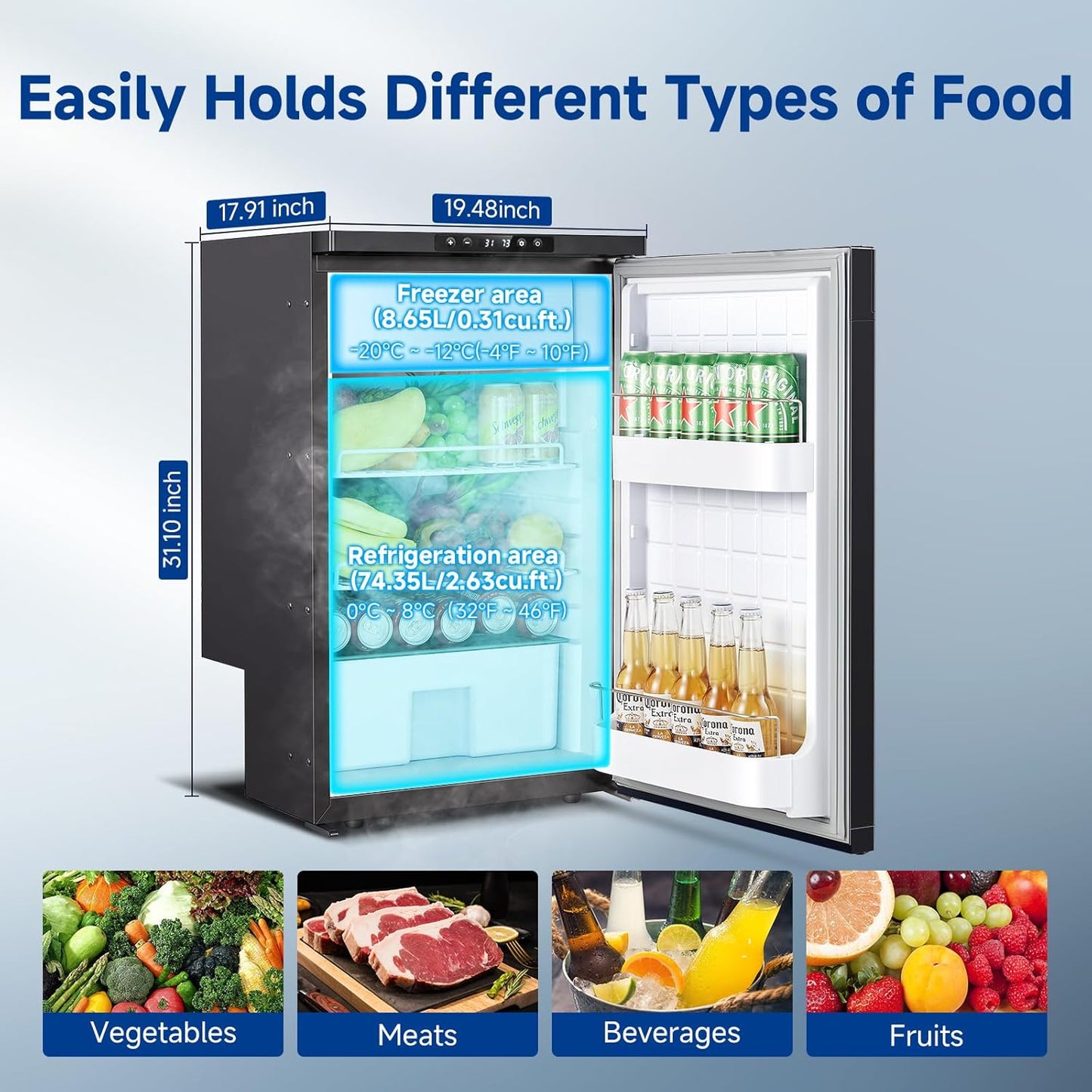 BODEGACOOLER 12 Volt Refrigerator, 83L RV Refrigerator APP Control, RV Fridge and Freezer, Travel Compressor Cooler with Lock, (-4℉-46℉) Car Fridge for Truck, RV, Camping, Boat -12/24V DC, Black