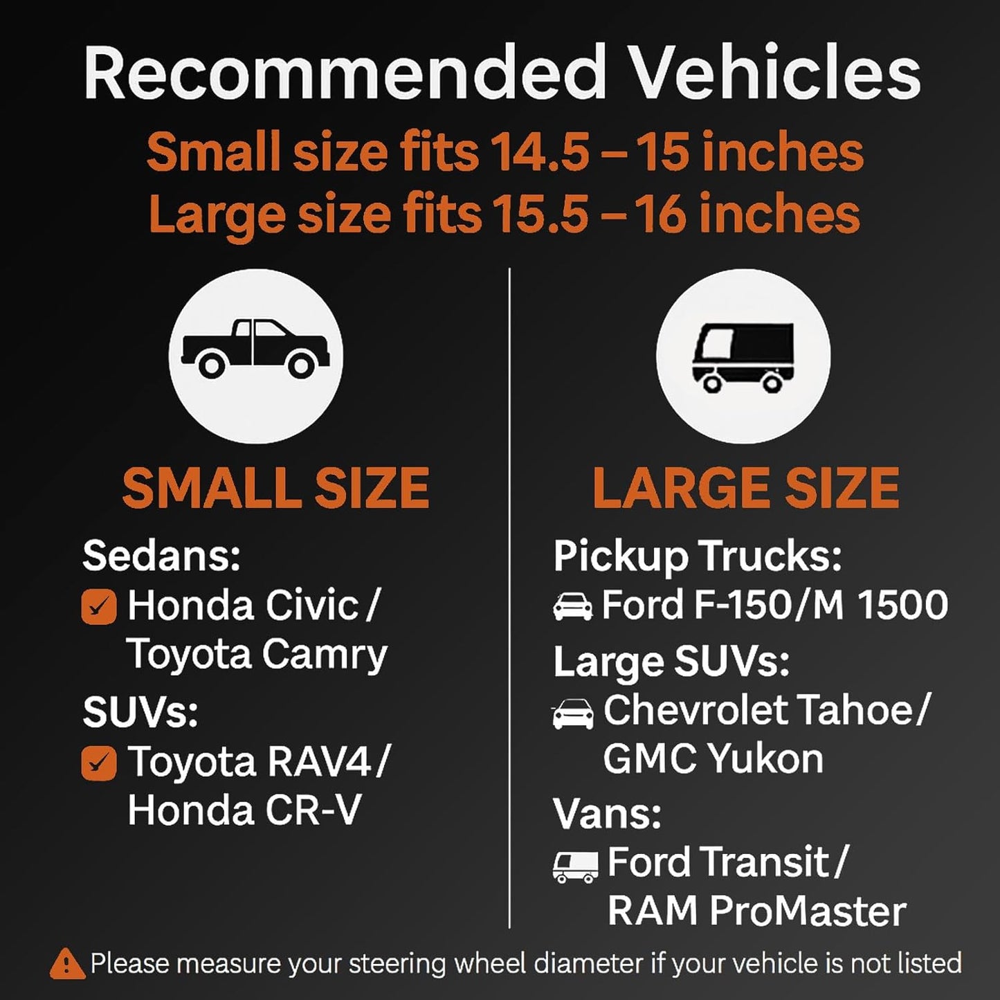 HOTOR Car Steering Wheel Cover - Universal Car Accessory for Diverse Cars, Leather Cover with Anti-Slip Lining, for Steering Wheel with a Diameter of 15.5"-16",Black