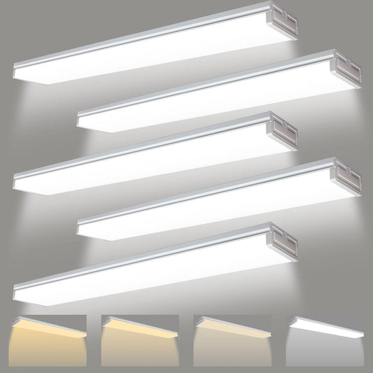 5PK 4FT LED Shop Light - Wraparound, Surface Mount, Office & Garage Ceiling Light