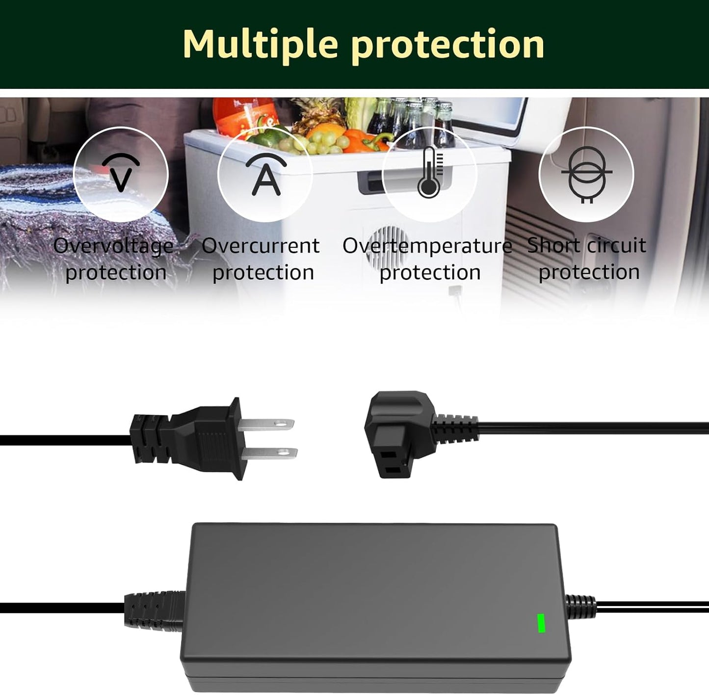 Power Cord Compatible with Alpicool, Bodega, Euhomy, BougeRV, ARB, ICECO, Setpower, JoyTutus for Most Car Refrigerators﻿