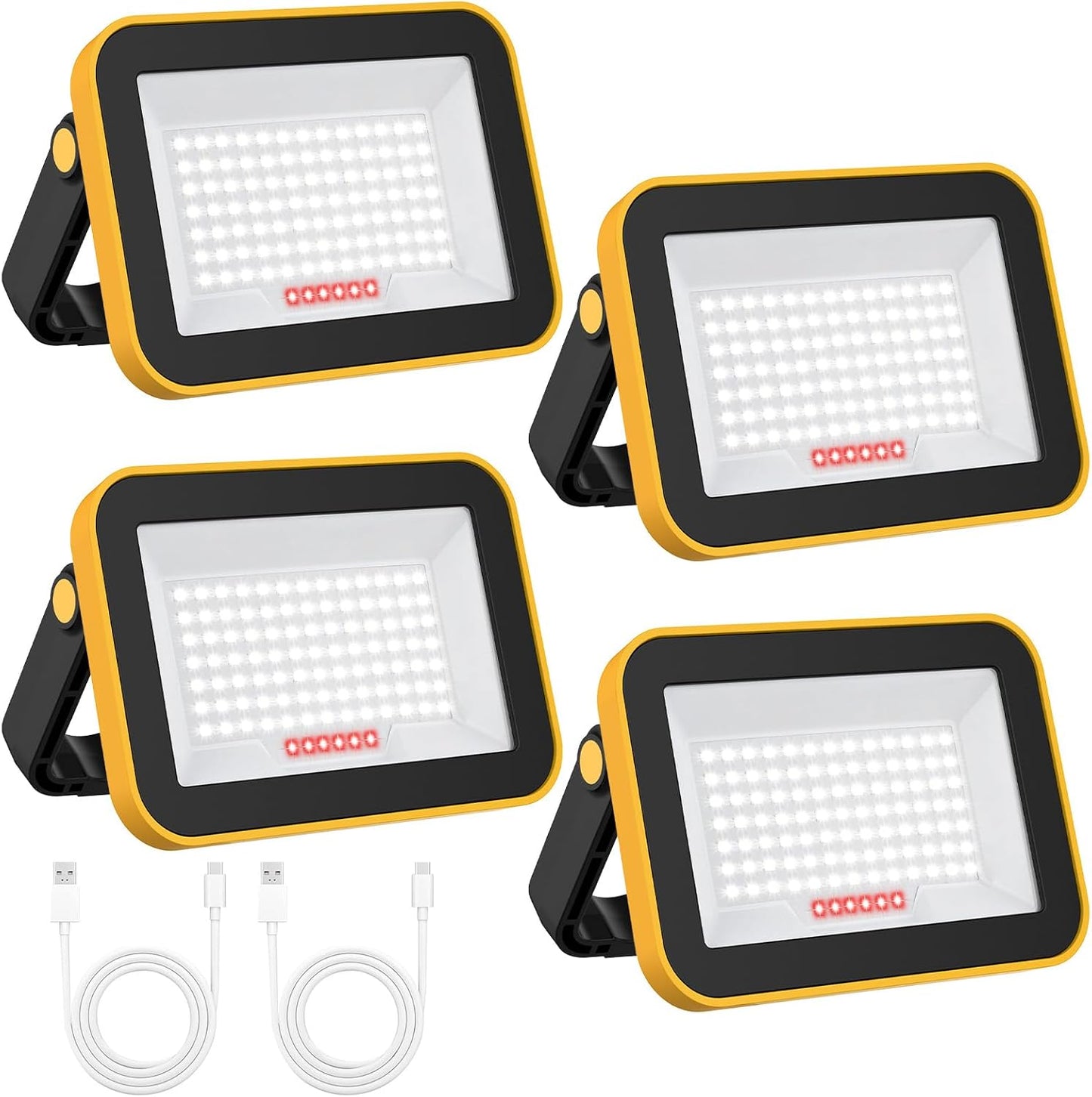 4 Pack Work Light Portable SMD LED Super Bright Rechargeable Flood Light Working Lamp Stand USB Cordless Battery Powered Worklight Tool for Outdoor Camping