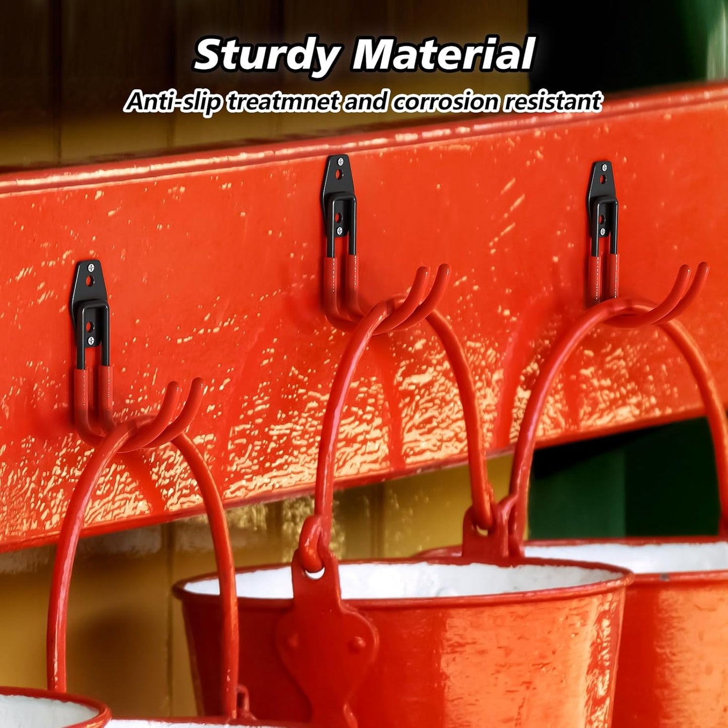 4 Pack 5.5x4.1 inch J Heavy Duty Garage Hooks,Solid Steel Wall Mount Hangers,with Anti-Slip Coating,for Hanging and Organising Ladder,Bike,Ropes,Broom,Garden,Yard and Power Tools